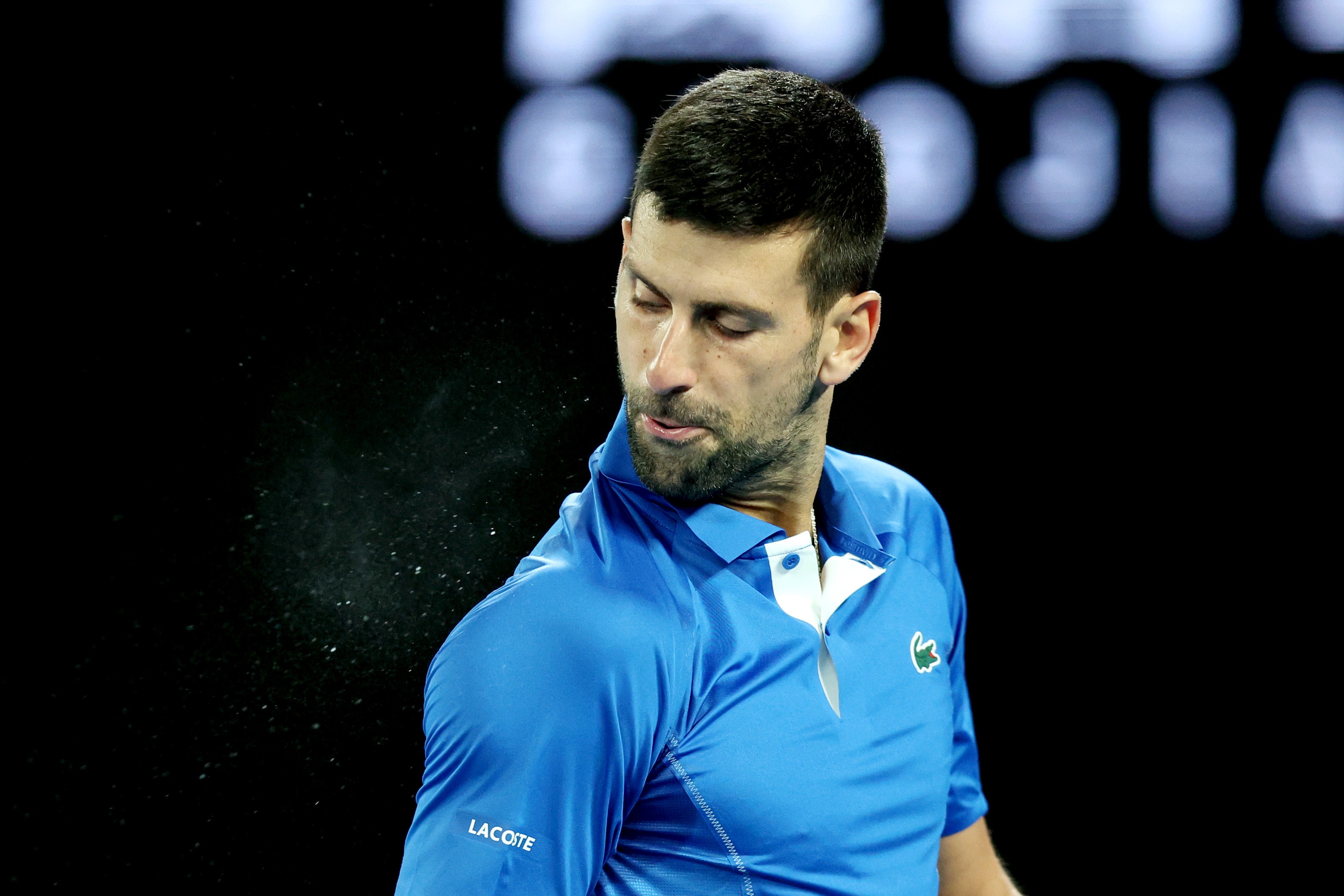 Djokovic appeared to spit on the court at the Rod Laver Arena