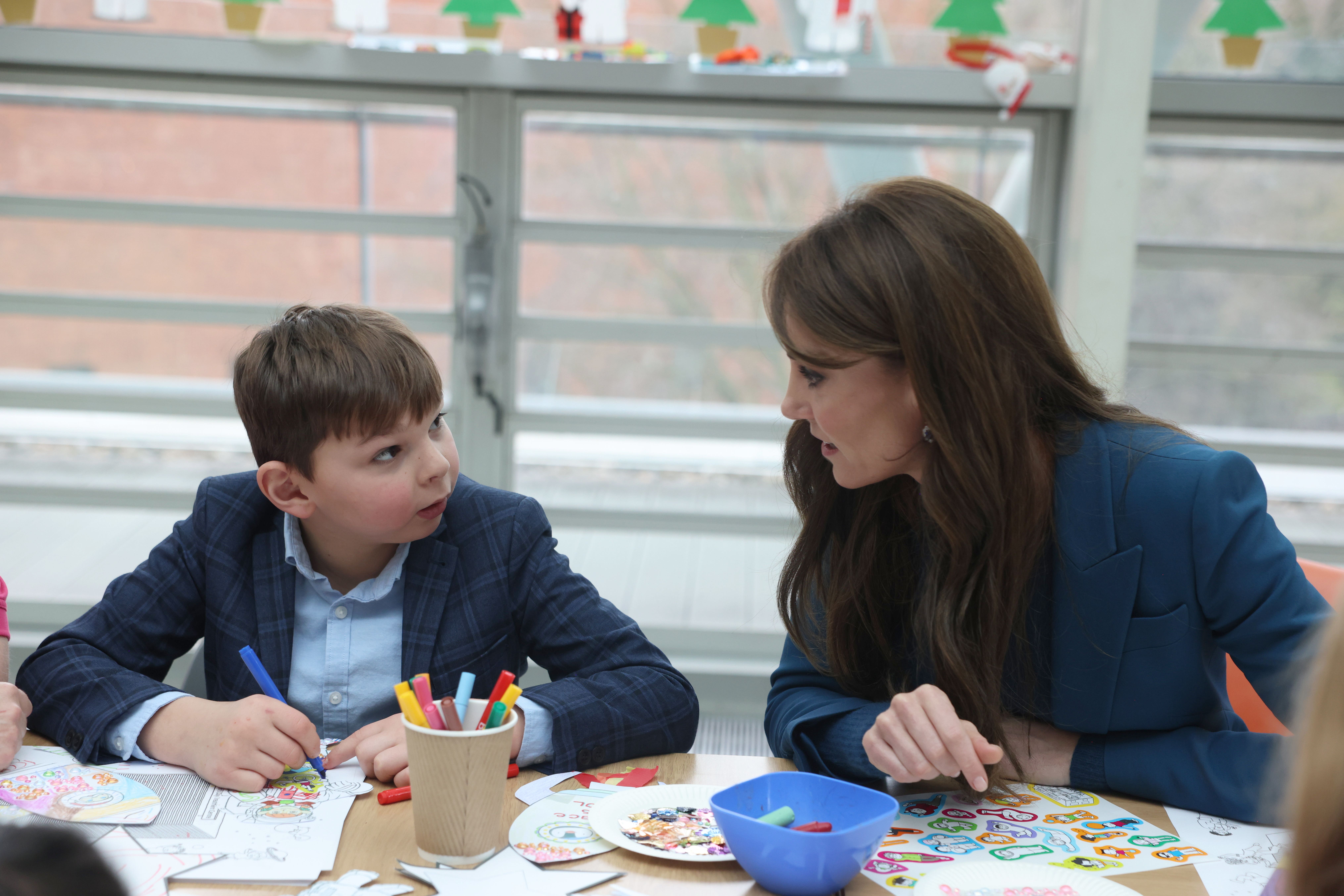 The Princess of Wales with Tony Hudgell (left) at the Evelina London Children’s Day Surgery Unit (Ian Vogler/PA)