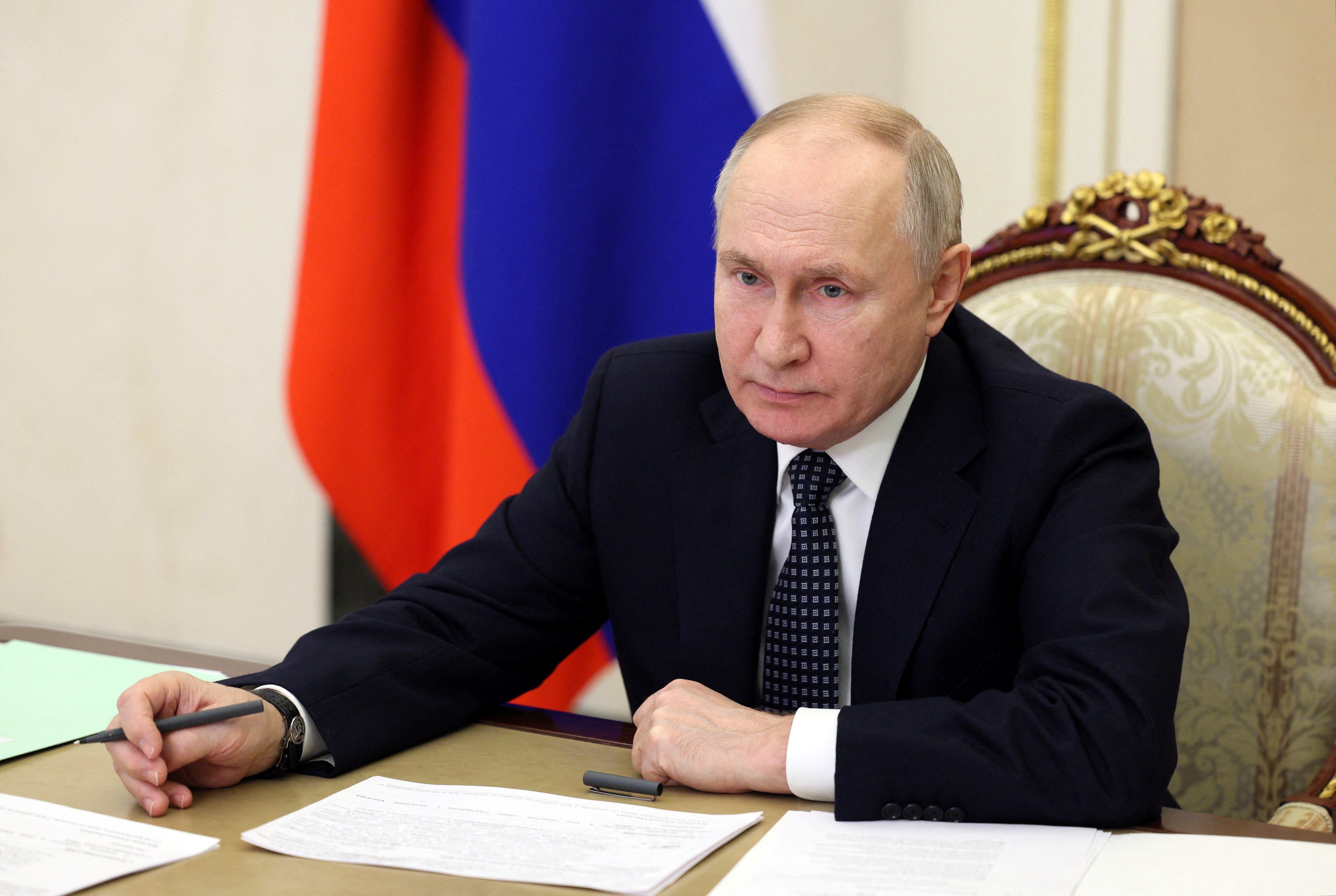 Vladimir Putin chairs a meeting with Russia’s Government members via video link in Moscow