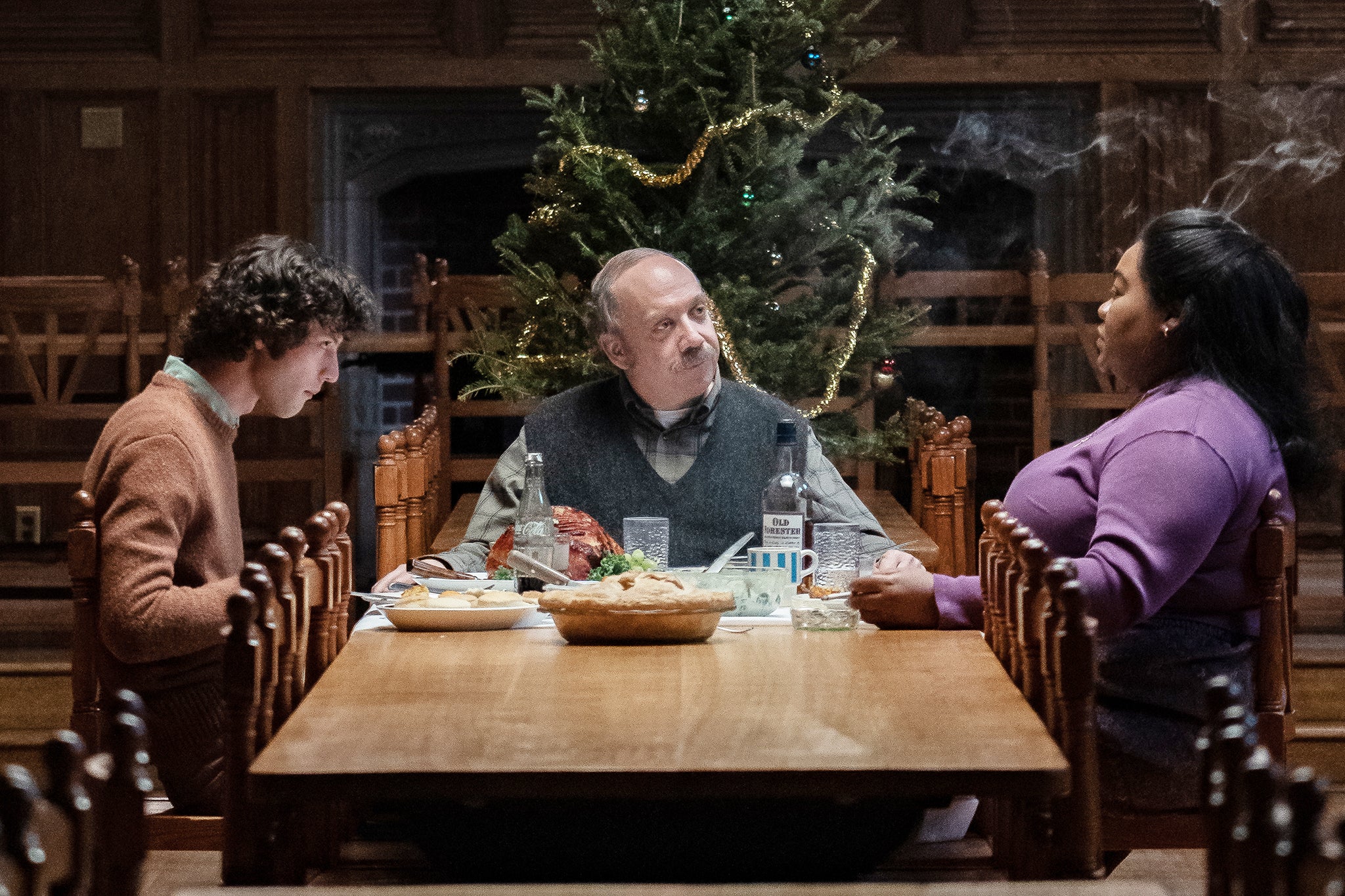 Dominic Sessa, Paul Giamatti and Da’Vine Joy Randolph in ‘The Holdovers’