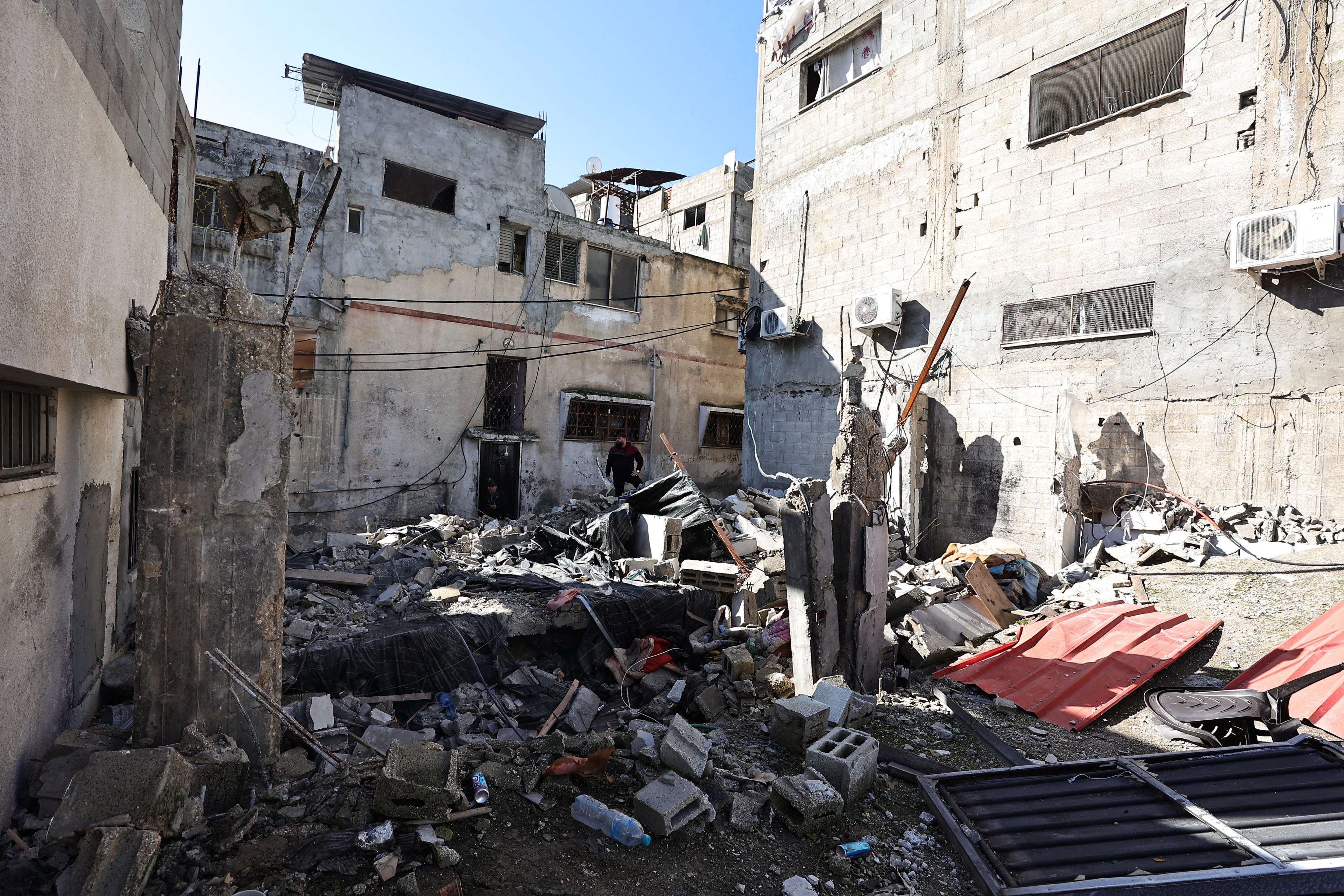 The rubble of a demolished house in the refugee camp in Tulkarem, in the occupied West Bank