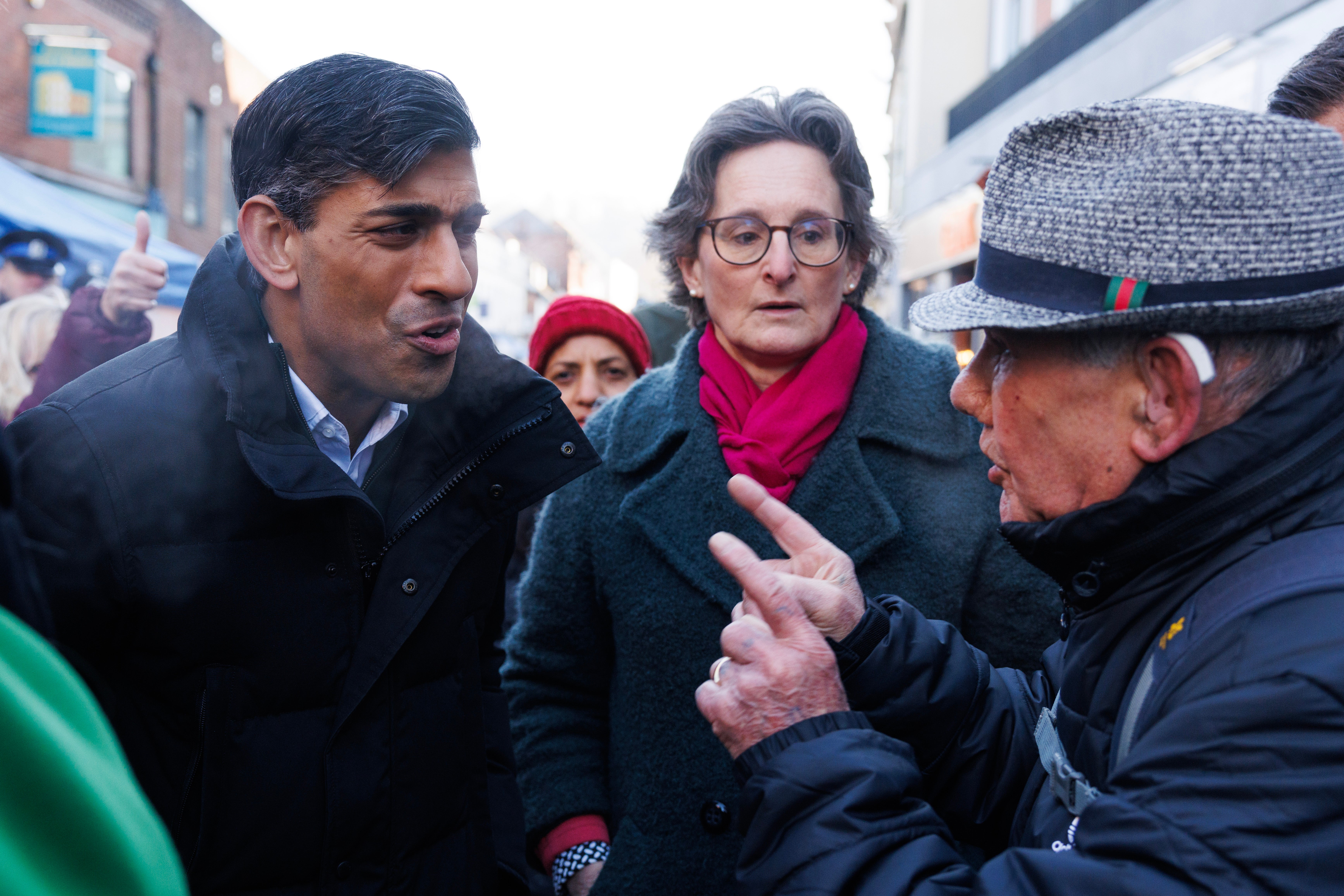 Sunak speaking to voters in the blue-wall seat