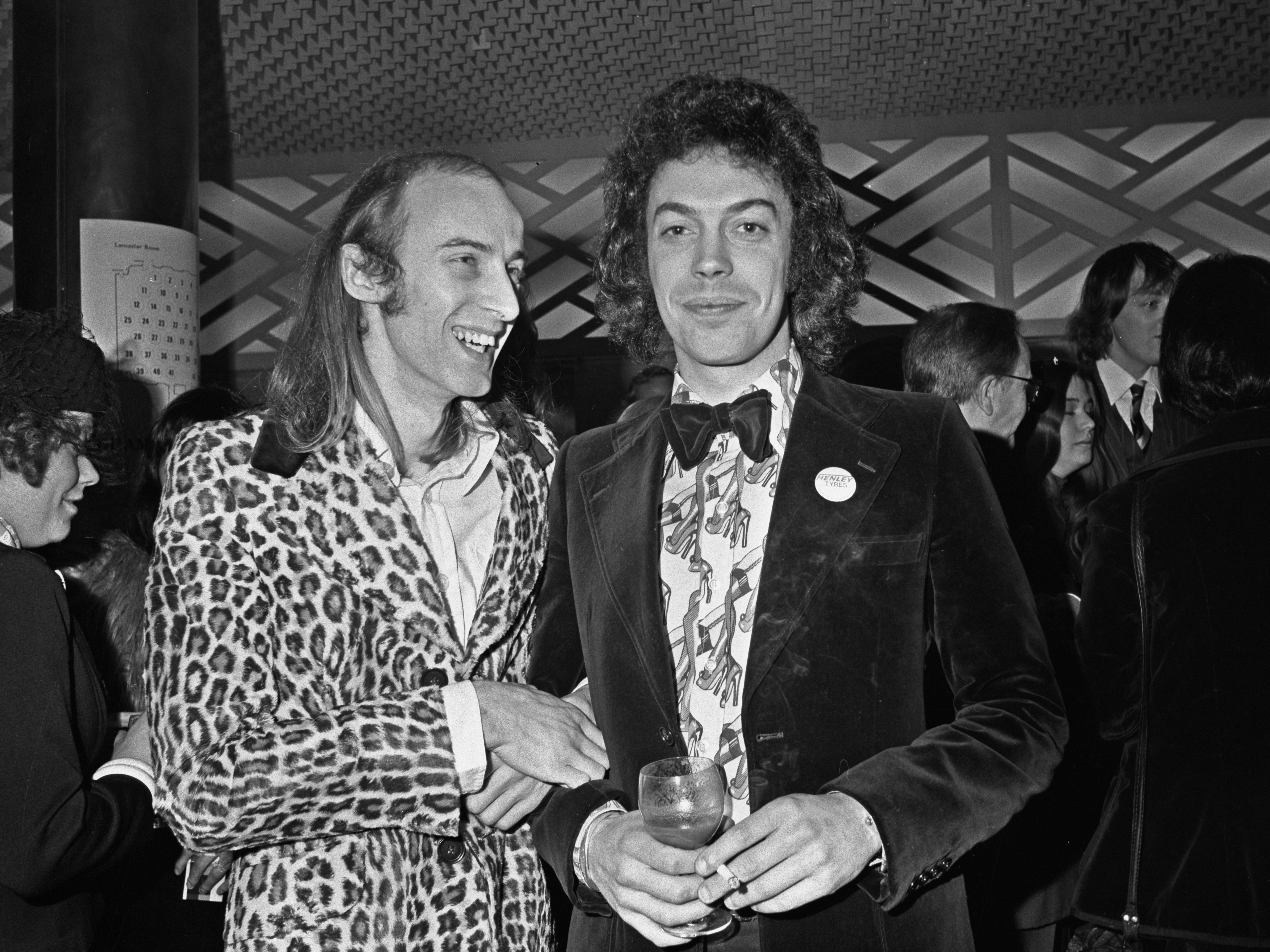 Richard O’Brien (left) with actor and singer Tim Curry, pictured at the Savoy Hotel in January 1974