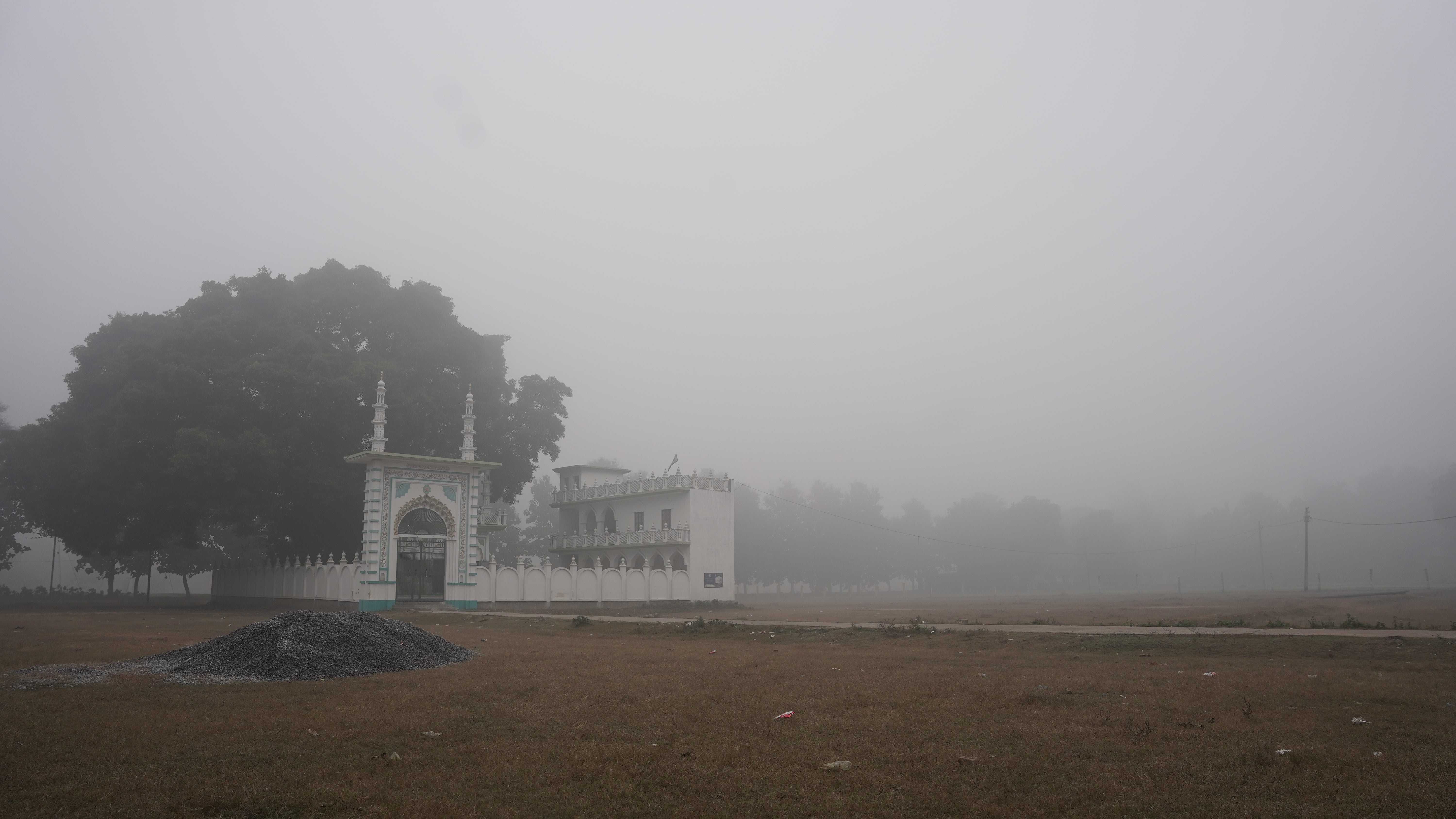 The proposed site for the new mosque, some 25km away in the village of Dhannipur, where construction is yet to begin