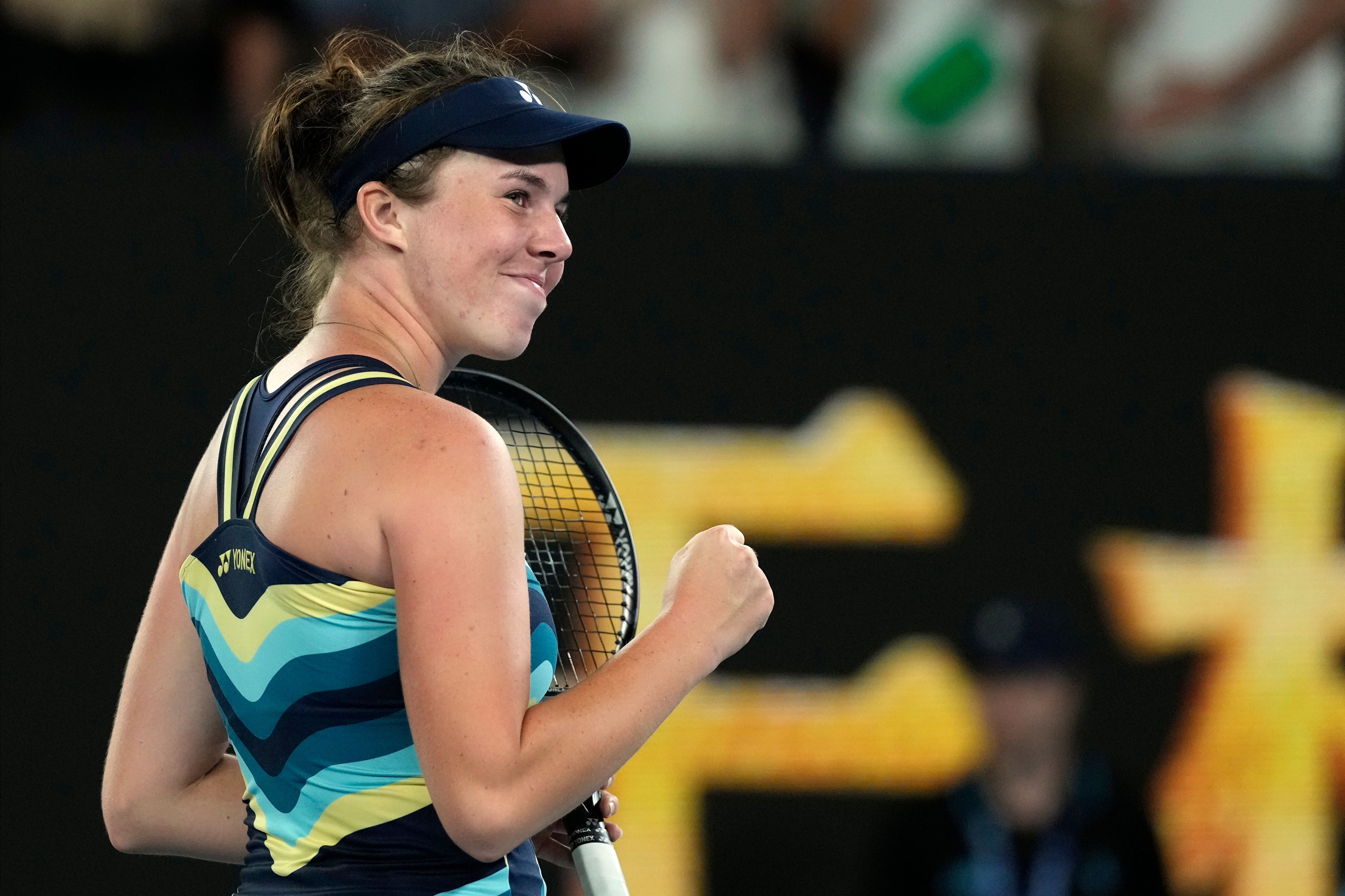 Linda Noskova celebrated beating Iga Swiatek (Andy Wong/AP)