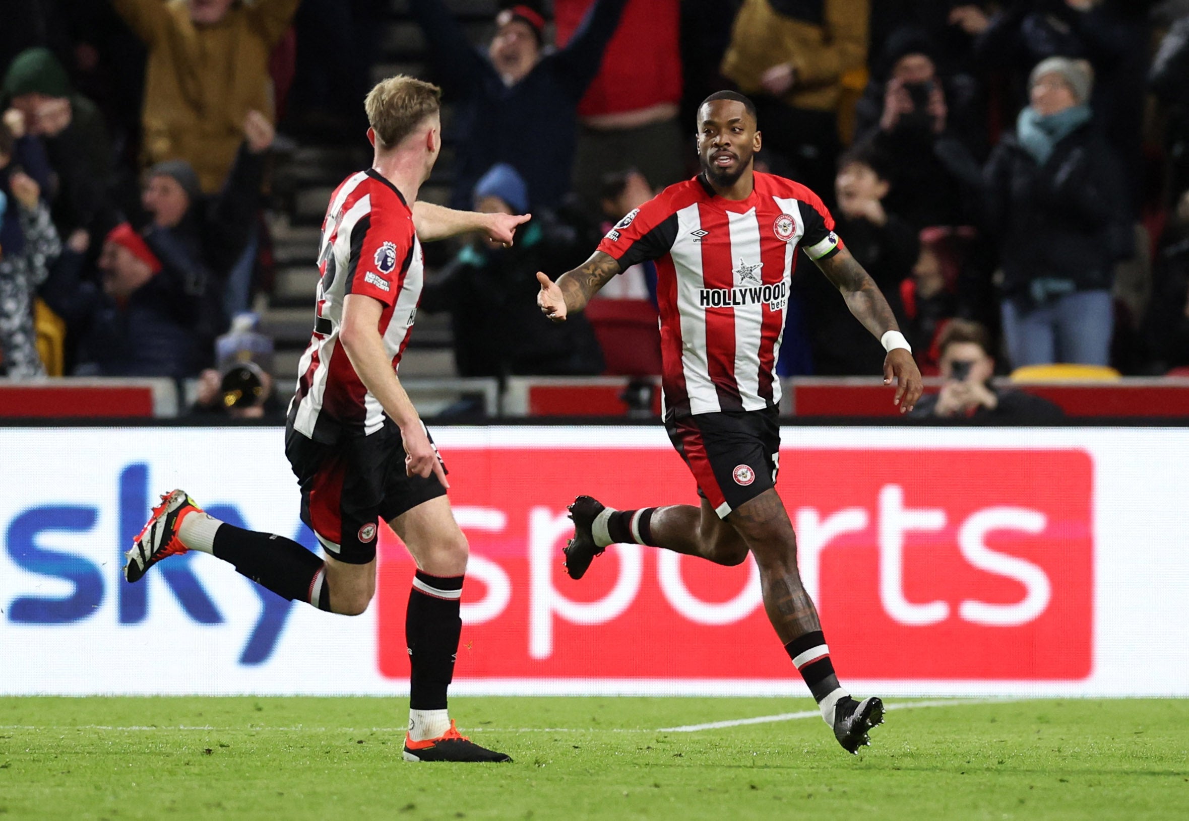 Toney scored a fine free kick after his eight-month ban