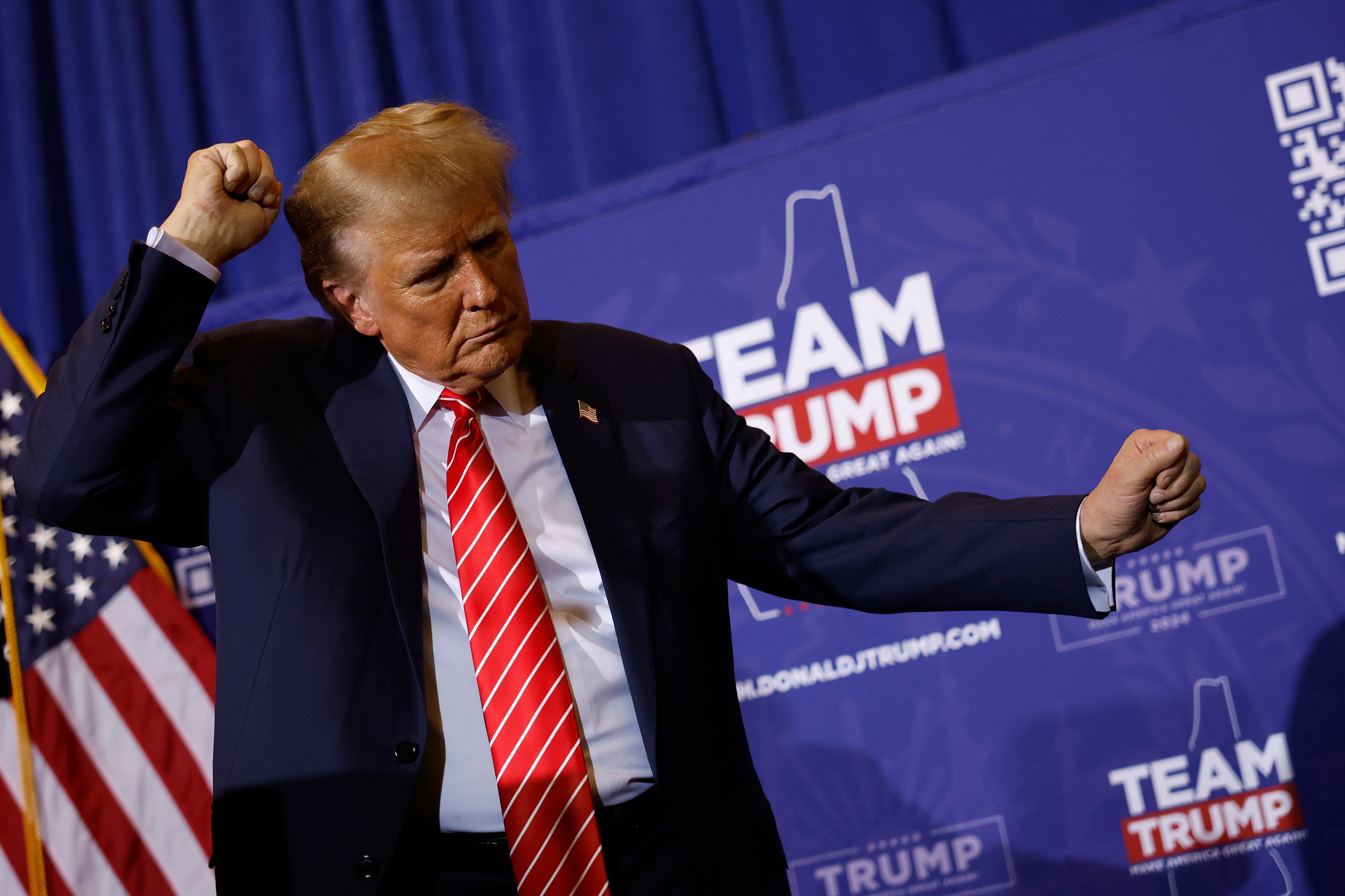 Donald Trump getting his filthy groove on at a rally in Concord, New Hampshire, in January