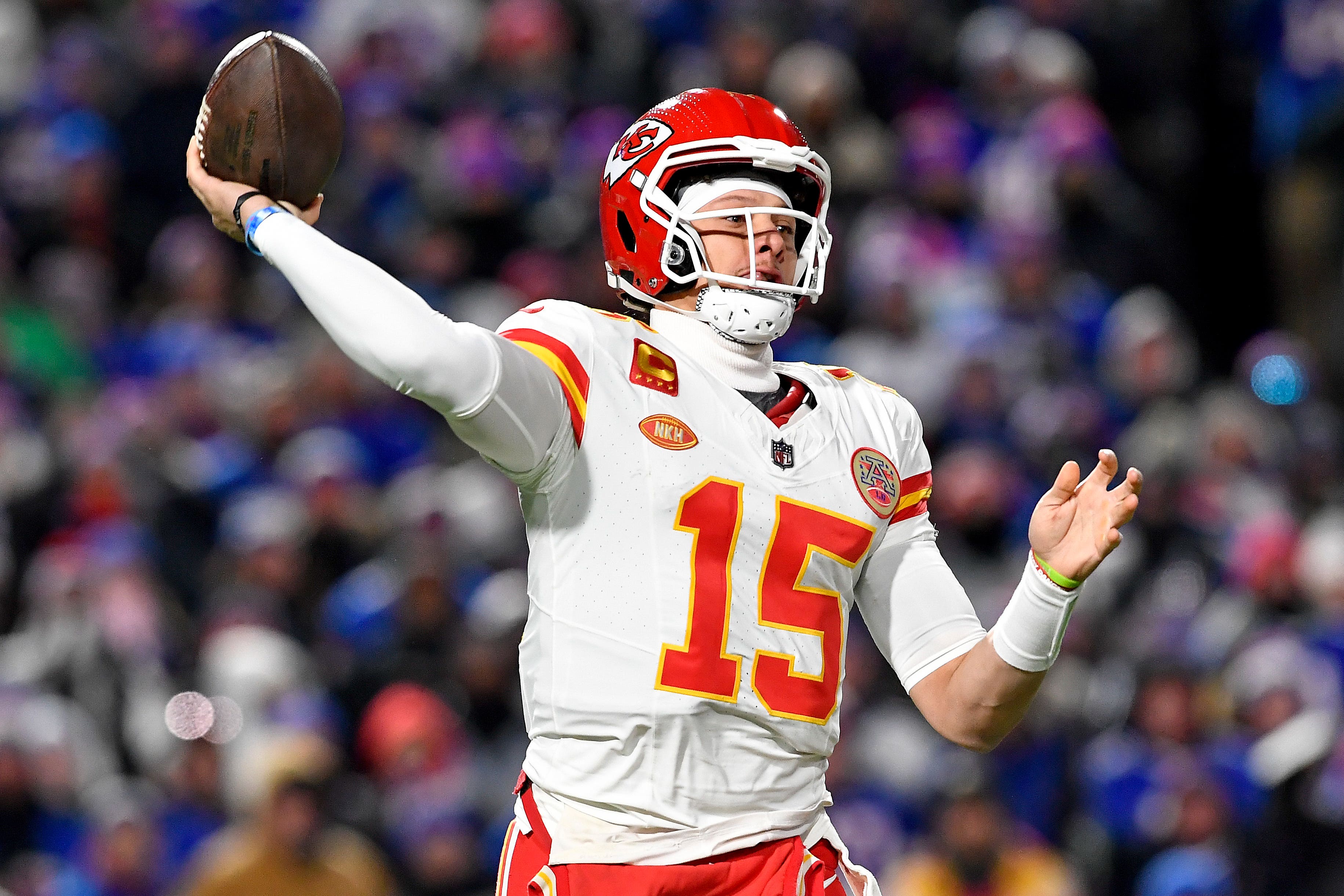 Kansas City Chiefs quarterback Patrick Mahomes passes against the Buffalo Bills (Adrian Kraus/AP)