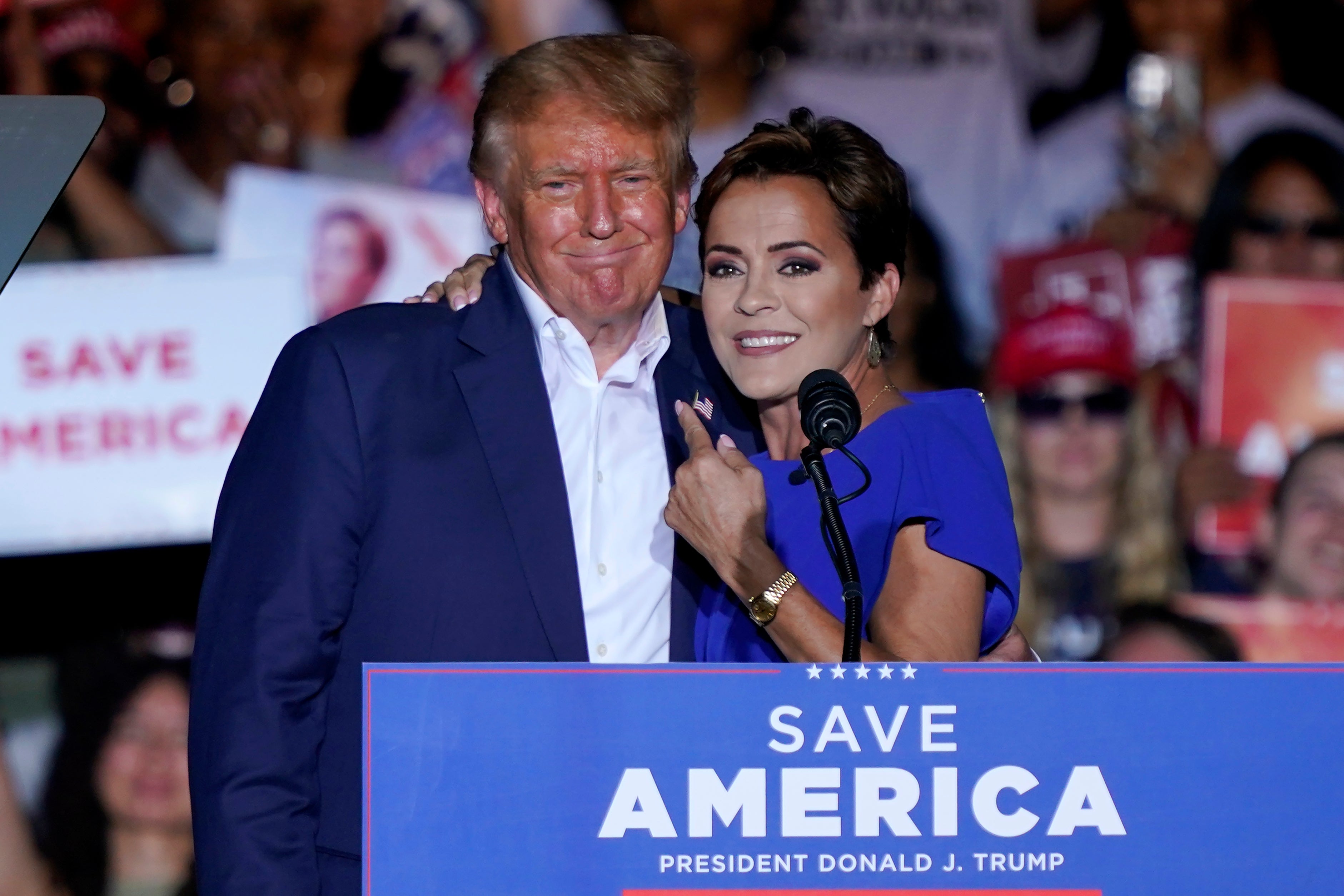 Kari Lake, a Senate candidate in Arizona, with Donald Trump