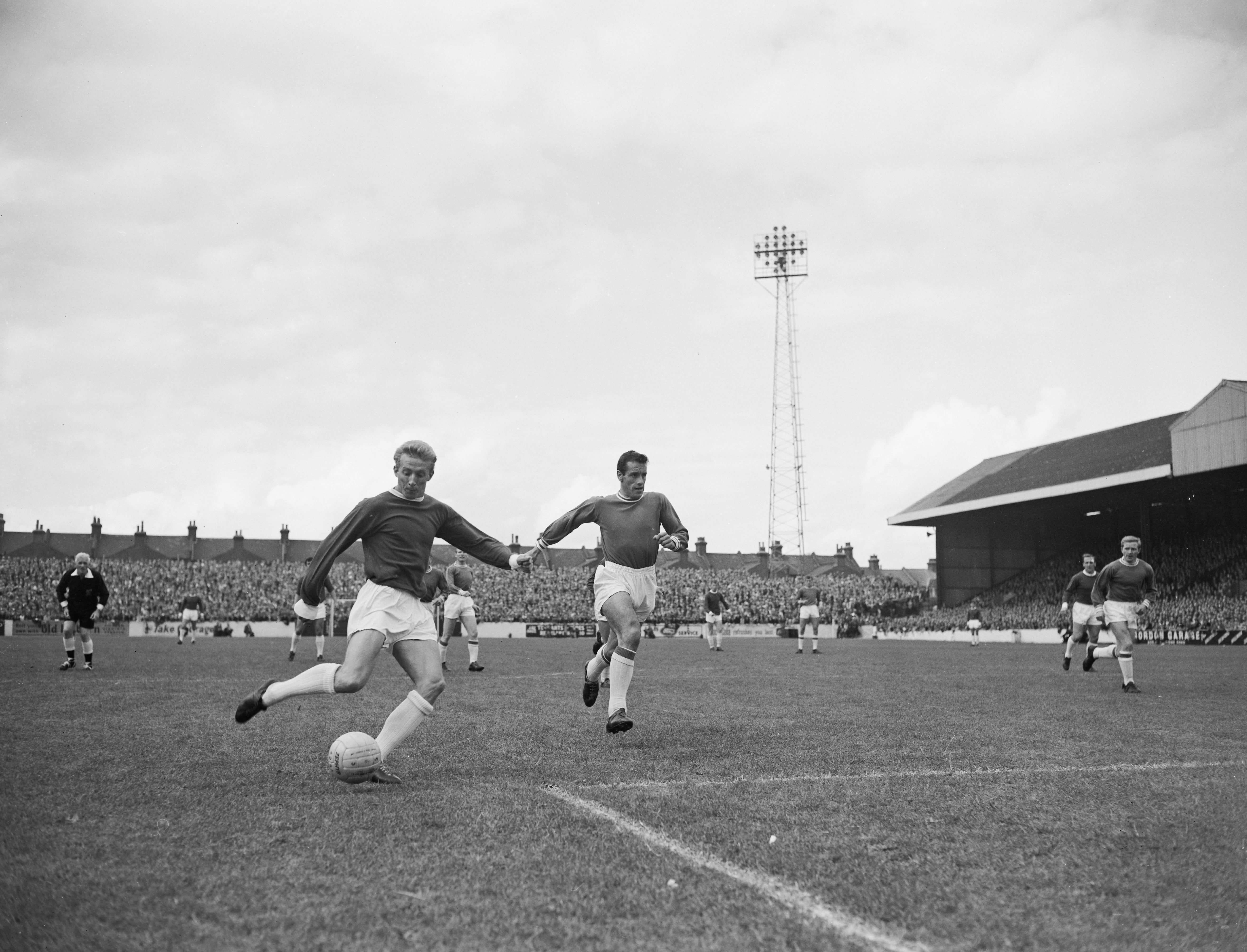 Law in action in 1962, his first season as a Red Devil