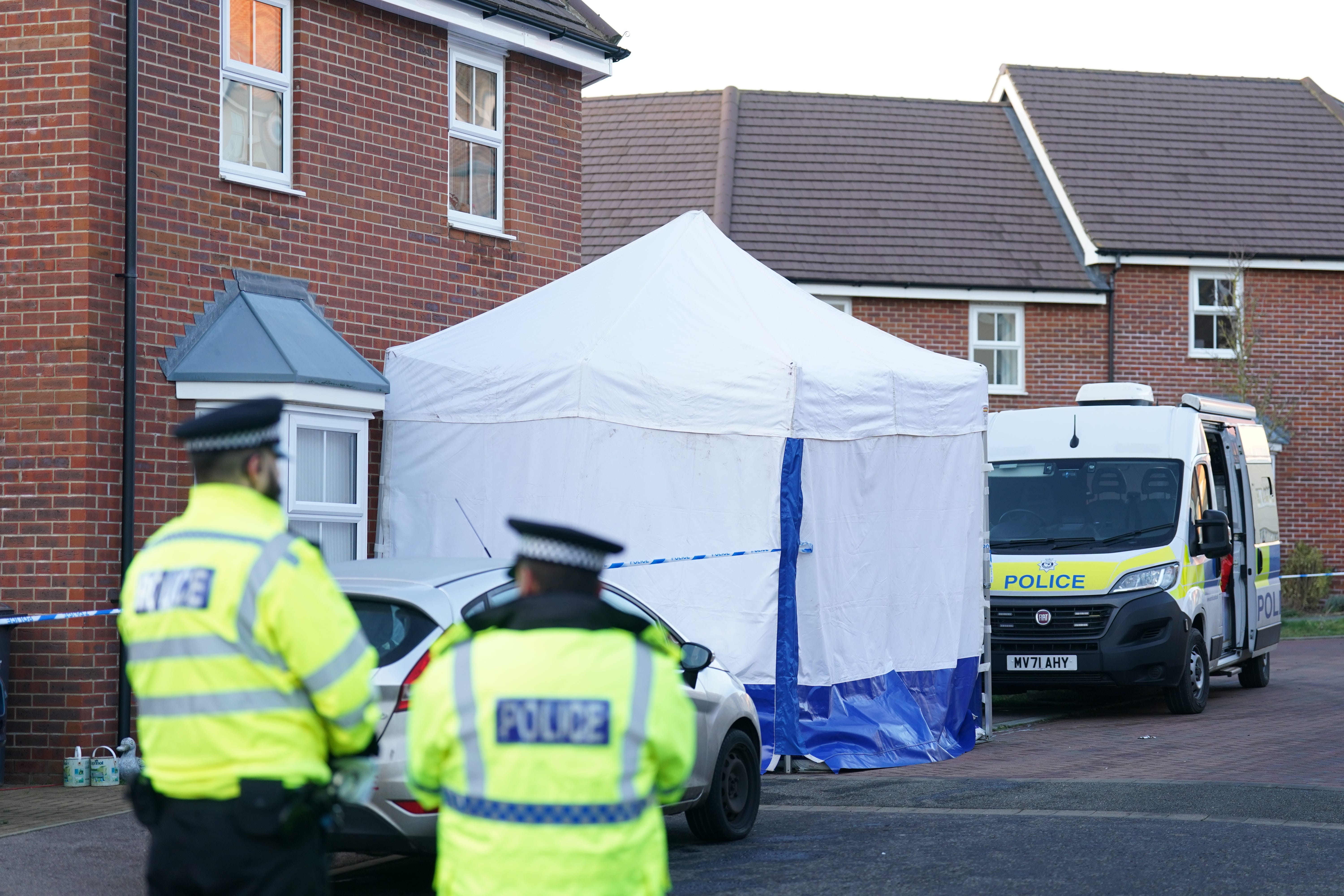 Police outside a house in Costessey near Norwich (Joe Giddens/PA)