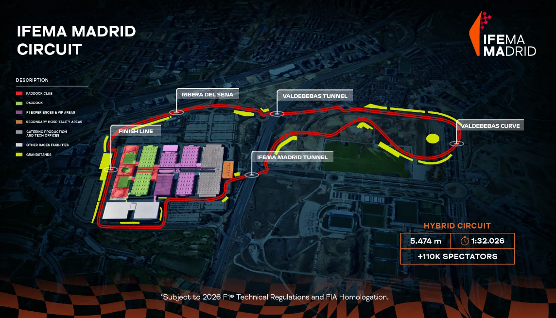 The planned circuit in Madrid which will host the Spanish Grand Prix from 2026