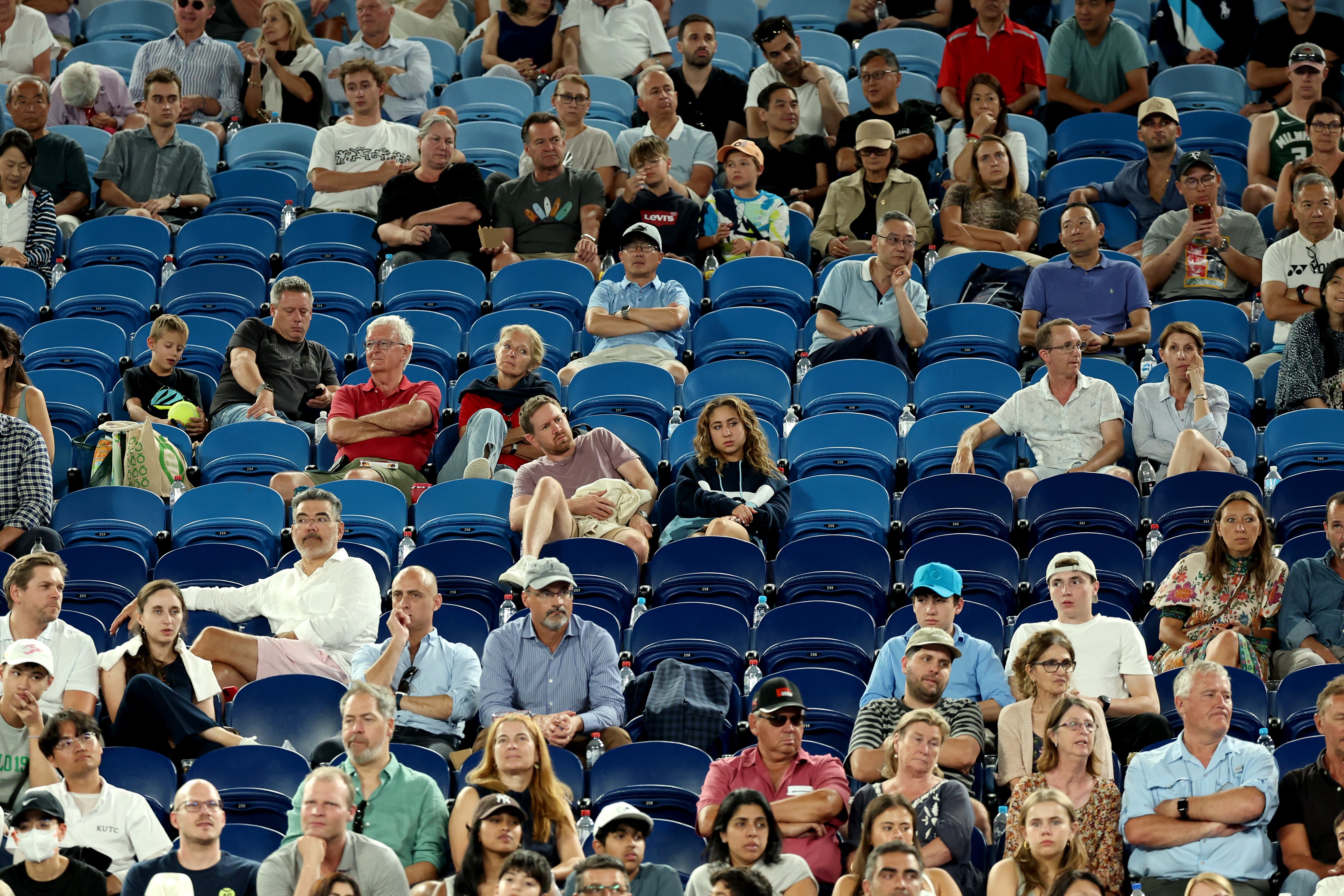 Many fans stayed at the Rod Laver Arena but there were empty seats for the last quarter-final of the day