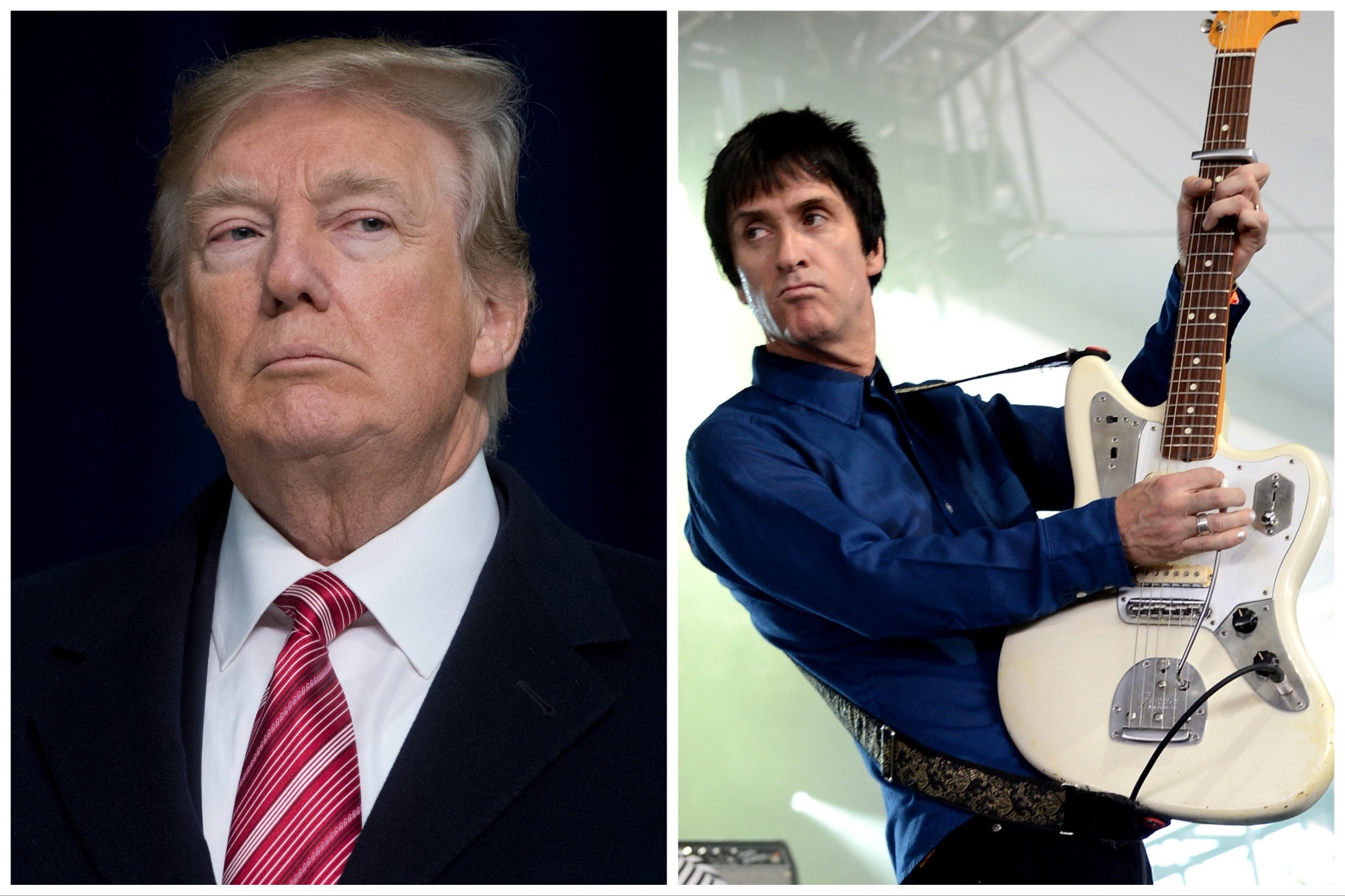 Former US President Donald Trump (left) and former Smiths guitarist Johnny Marr