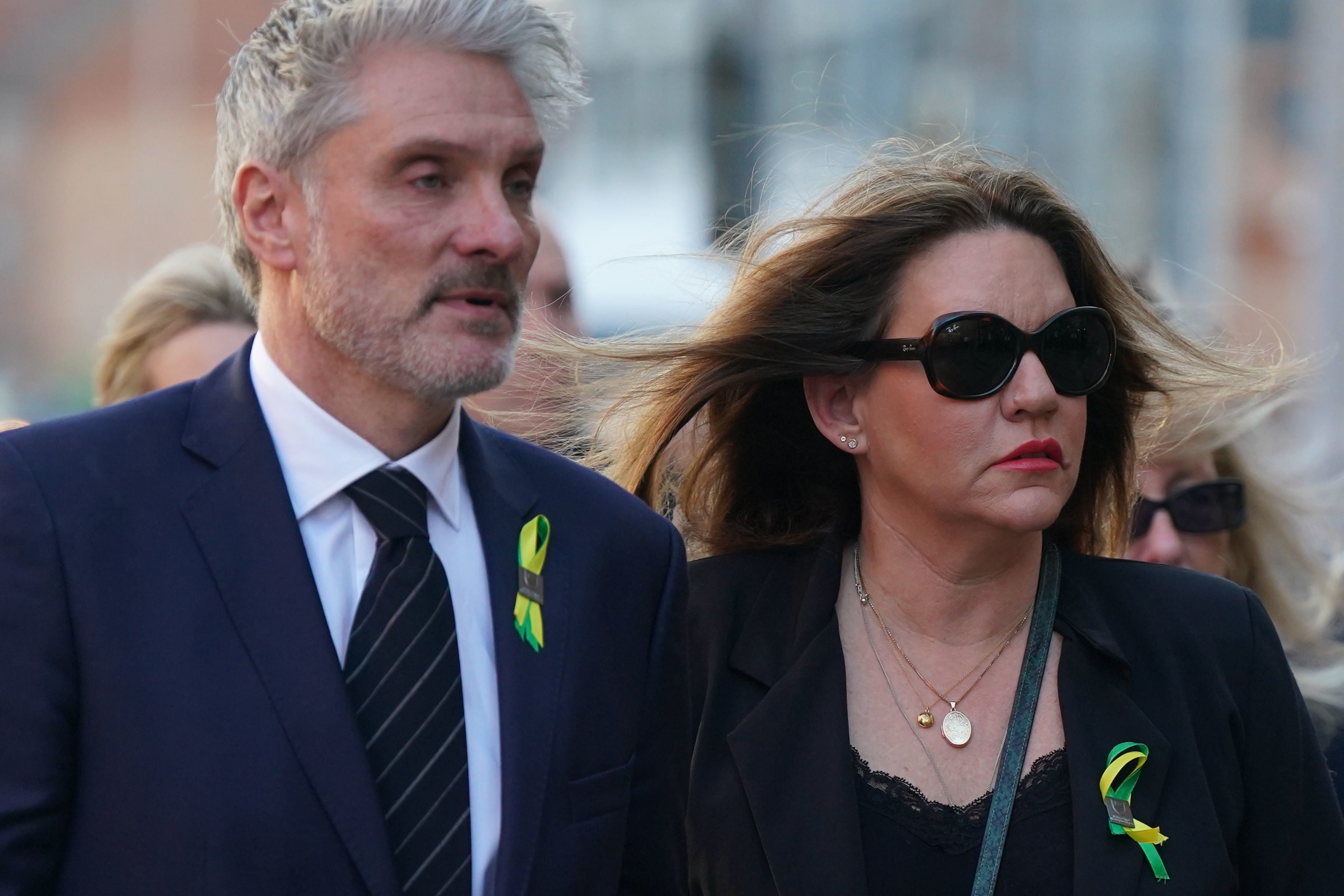 The parents of Barnaby Webber, David and Emma Webber, arriving at Nottingham Crown Court