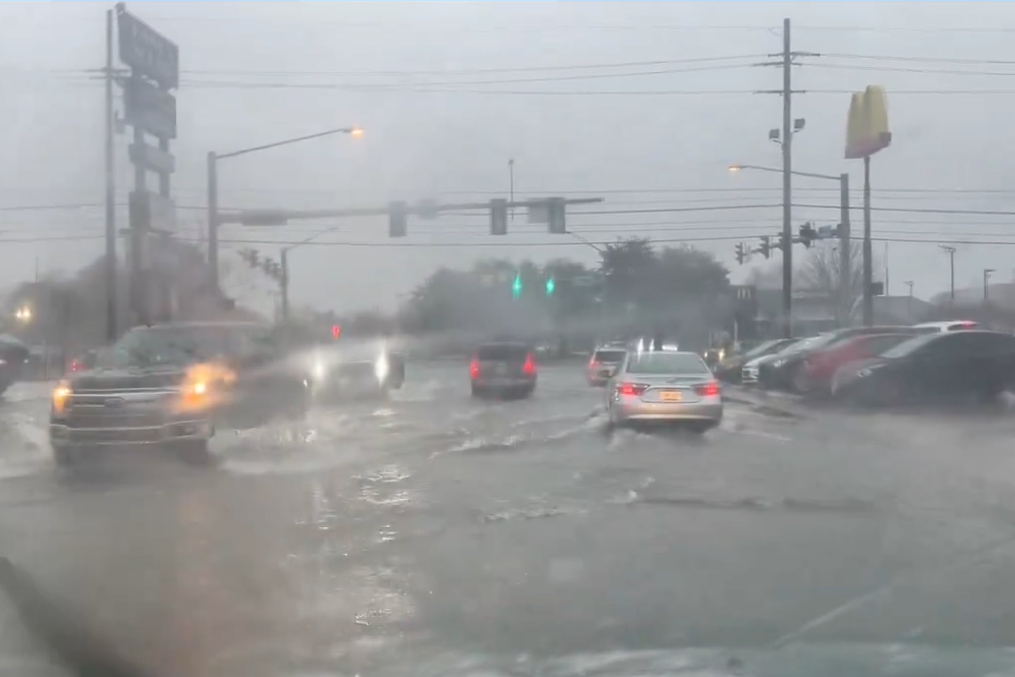 Flooding and torrential rain hit Baton Rouge, Louisiana on Wednesday morning