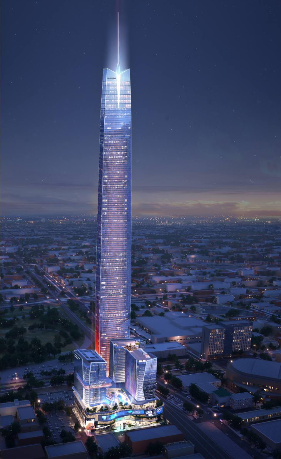 The Boardwalk at Bricktown, which is planned to ascend to 1,907 ft – making it the tallest building in the US