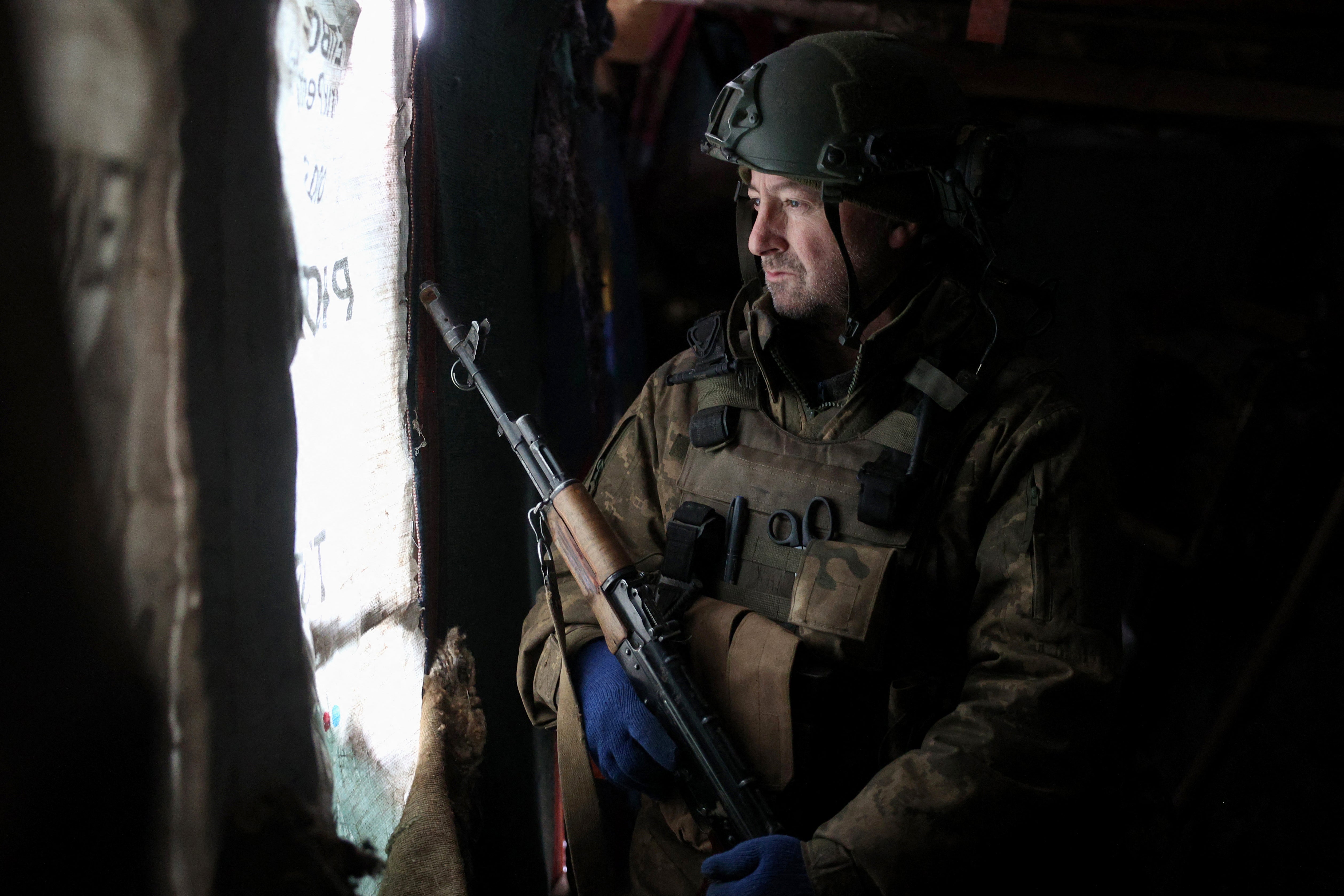 A Ukrainian soldier in the Russian-occupied city of Horlivka