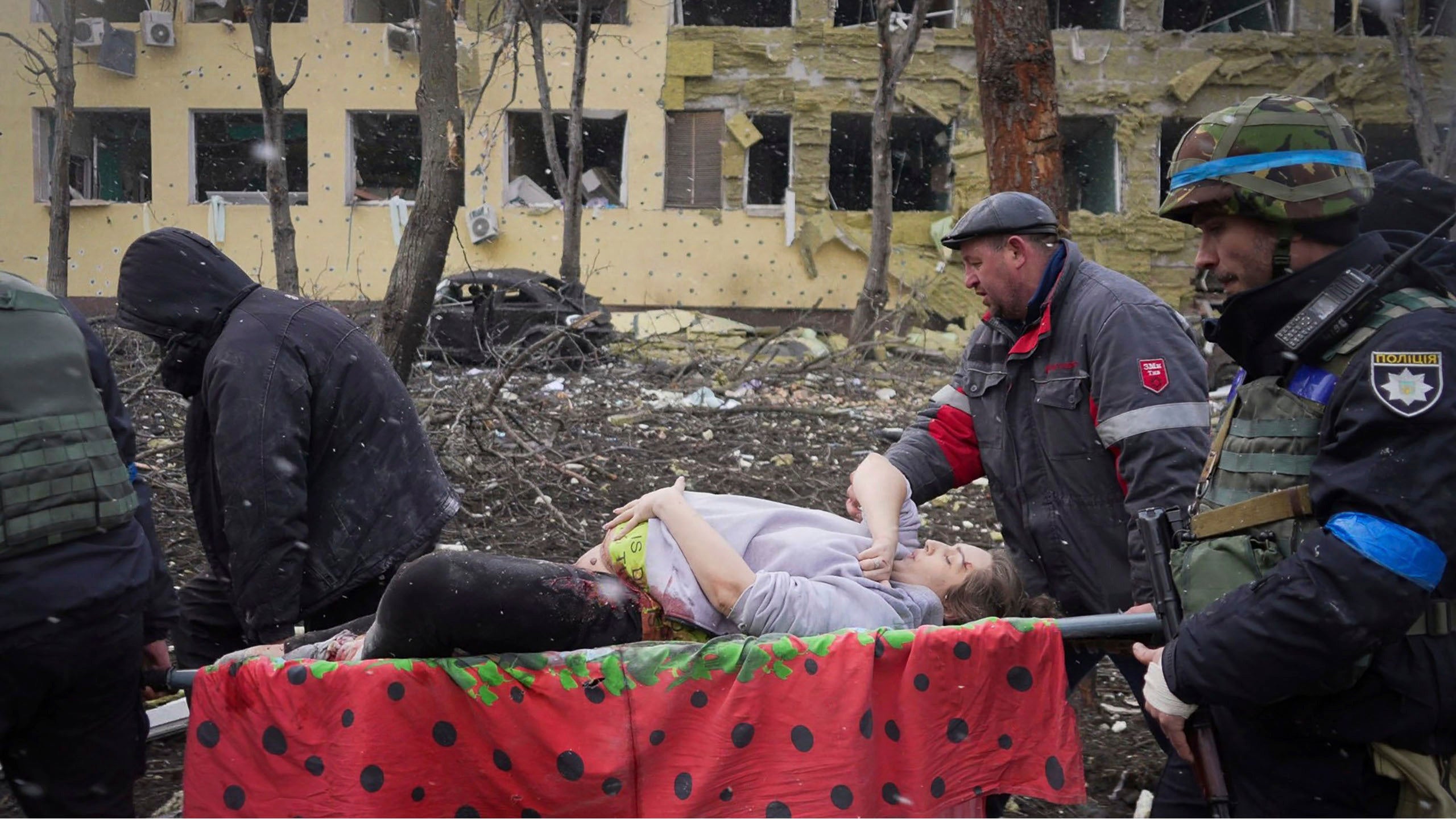 Chernov and Maloletka filmed the aftermath of a strike on a maternity ward in Mariupol; the woman pictured would later bleed to death