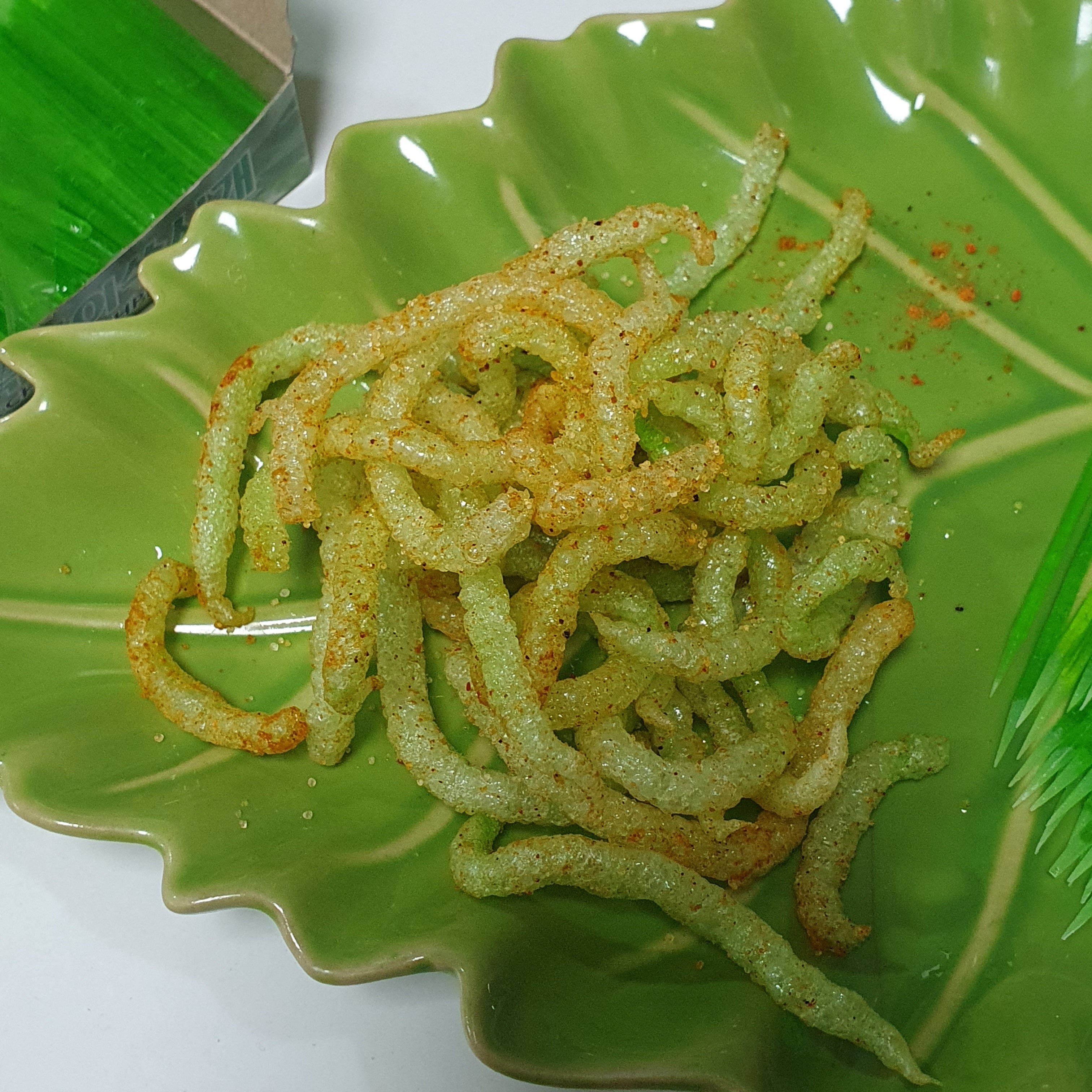 The dish "Fried green toothpick" which went viral following a social media trend