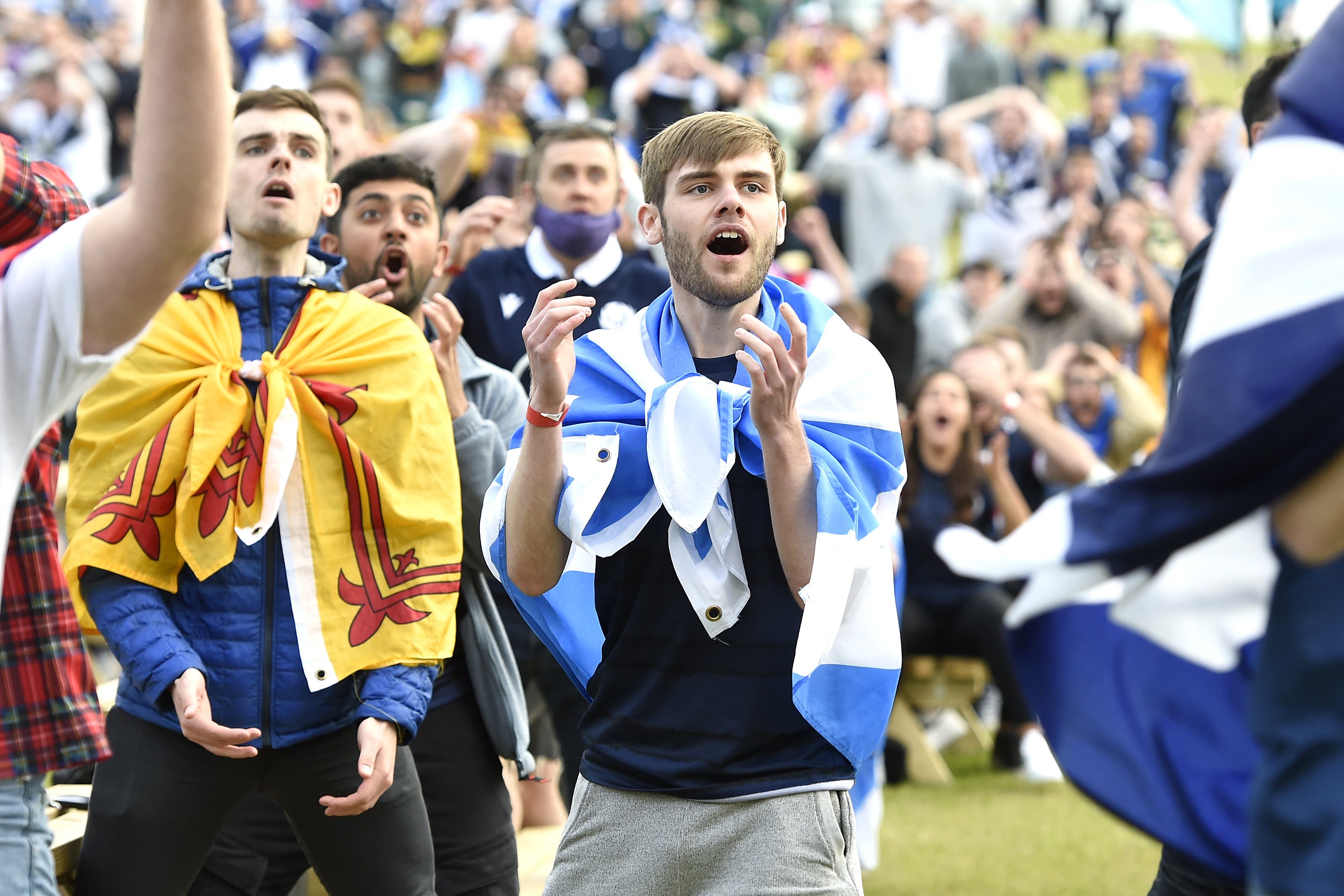 Fans at the Euros fan zone at Glasgow Green (Ian Rutherford/PA)