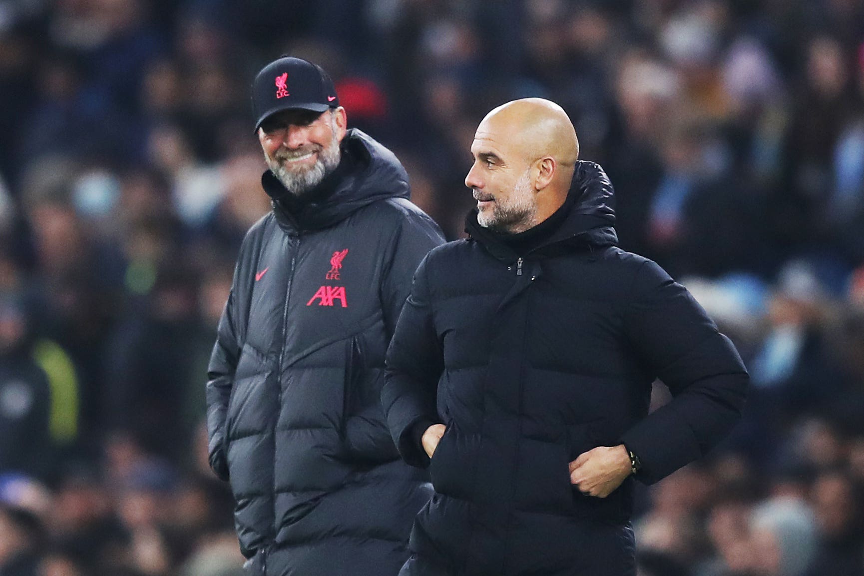 Jurgen Klopp, left, and Pep Guardiola have always shared a healthy respect