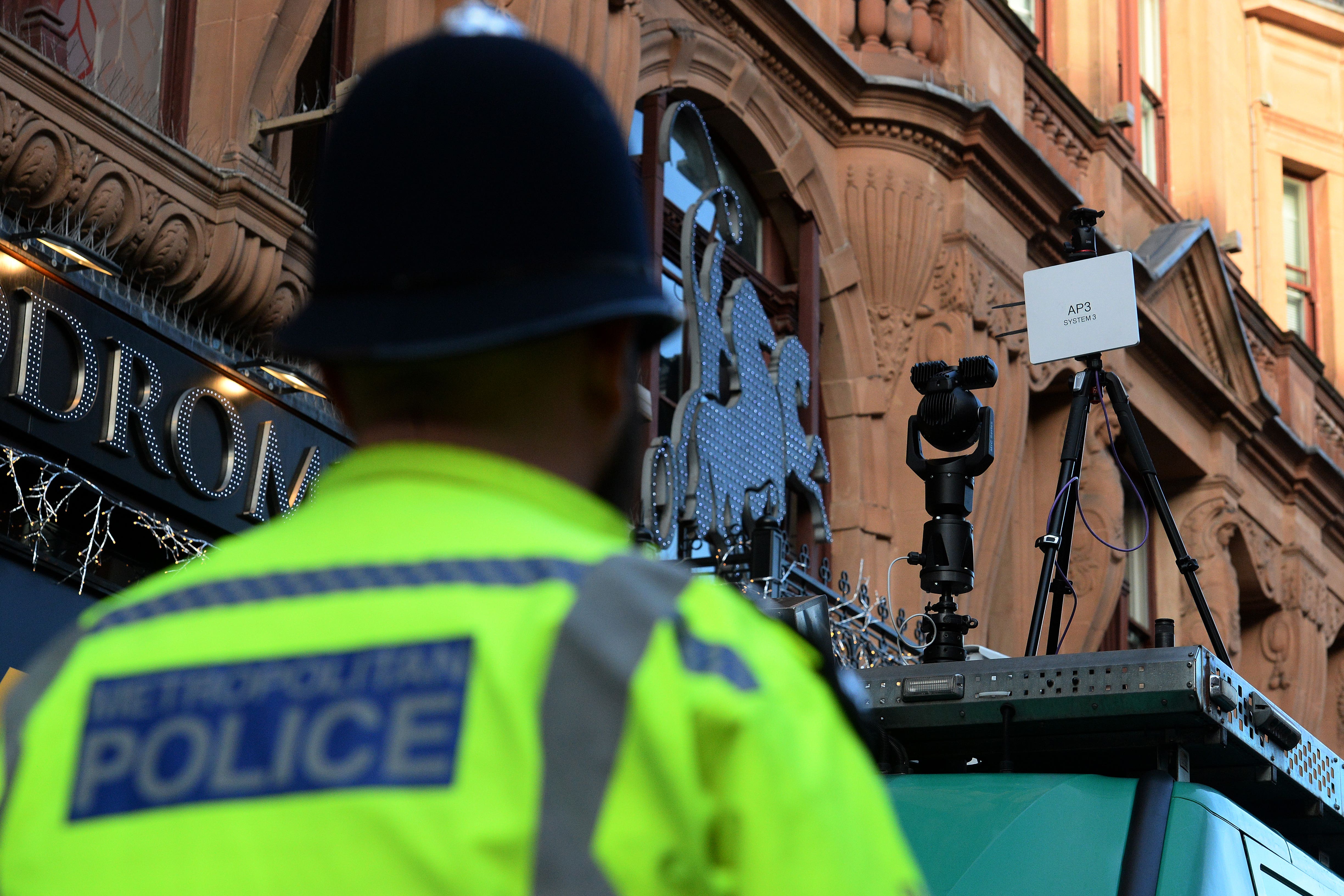 Facial recognition technology in use in London’s Leicester Square (Kirsty O’Connor/PA)