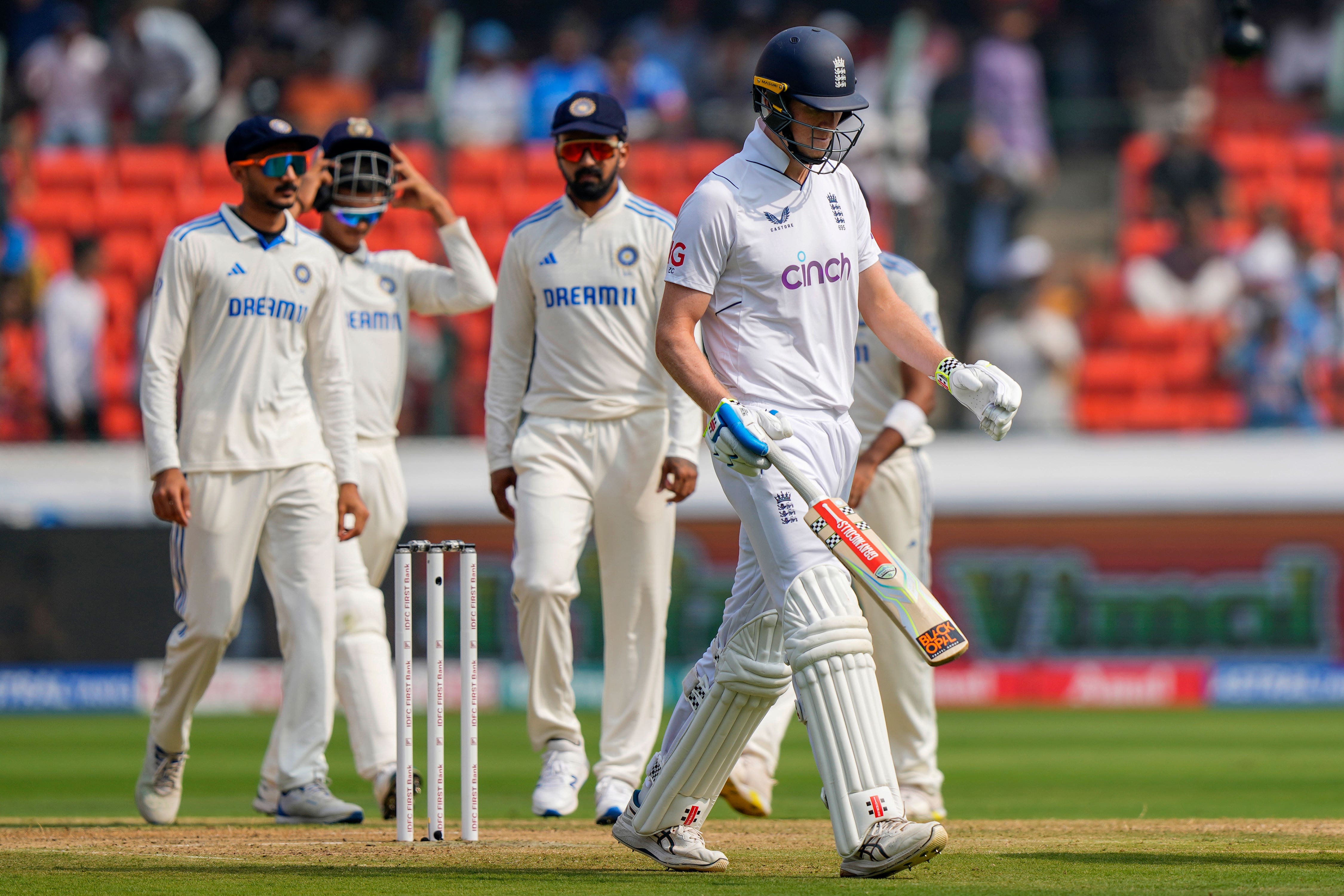 Zak Crawley was first to fall for England (Mahesh Kumar/AP)