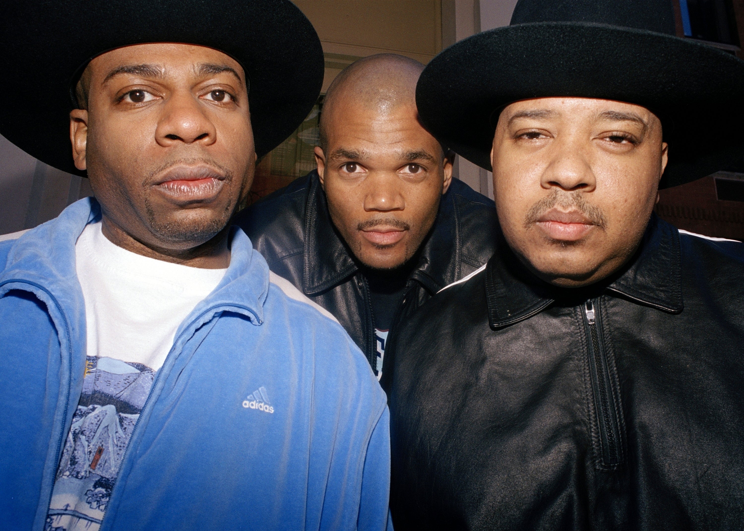 Rap trio Run-DMC in New York on 5 April 2001. From left: Jam Master Jay (Jason Mizell), DMC (Darryl McDaniels) and DJ Run (Joseph Simmons)