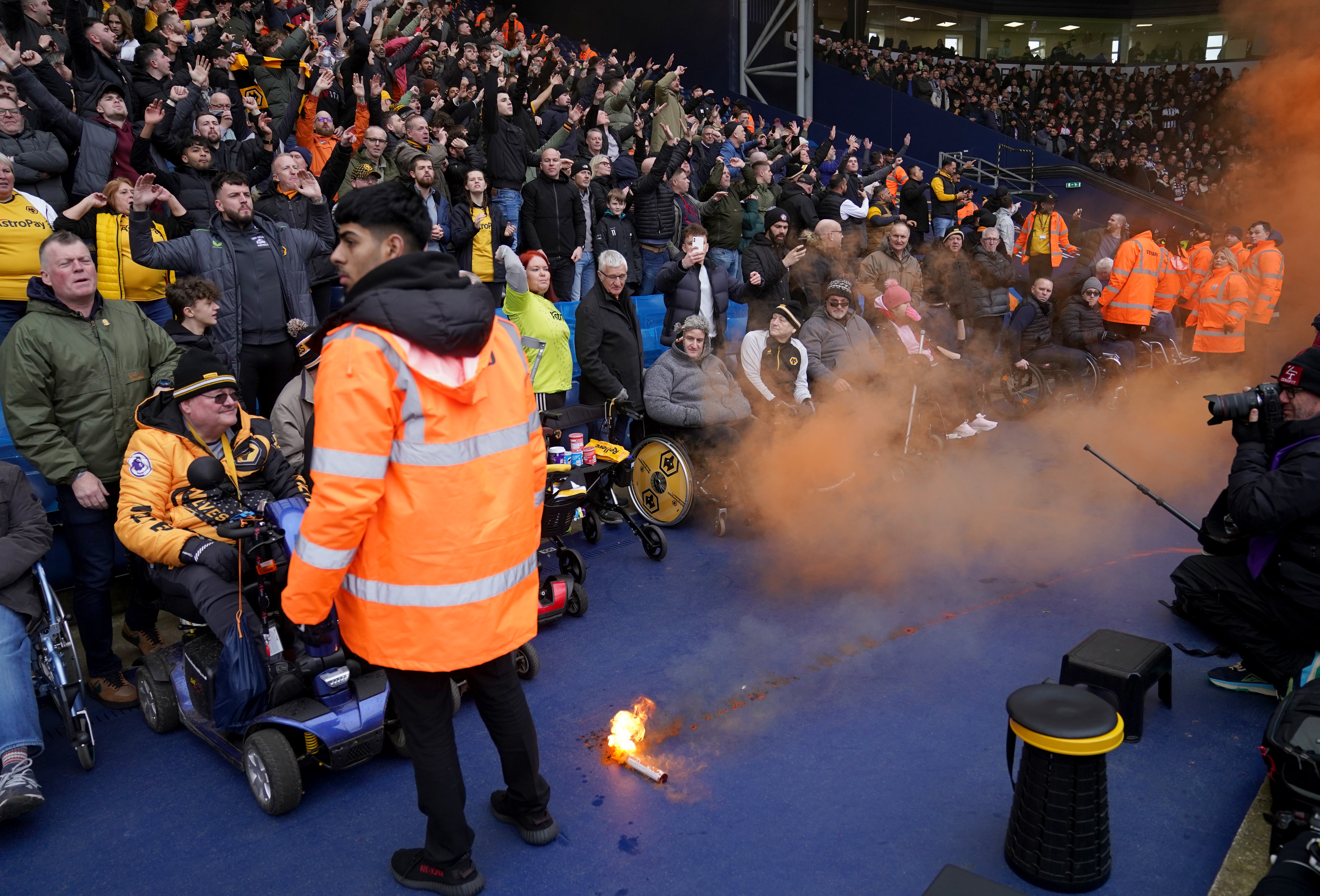 A smoke flare on the ground