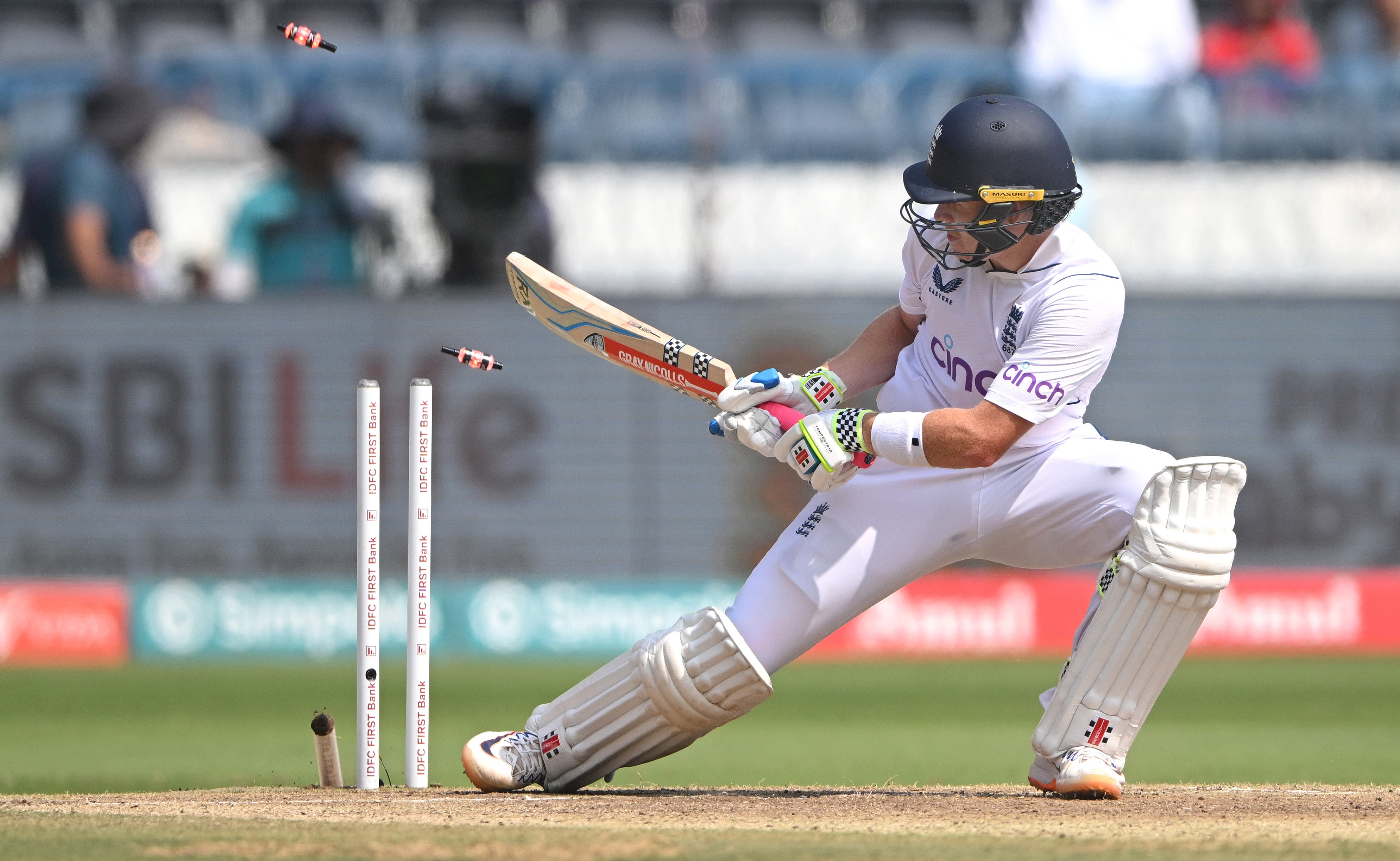 Pope was out on 196 attempting a reverse scoop off Jasprit Bumrah