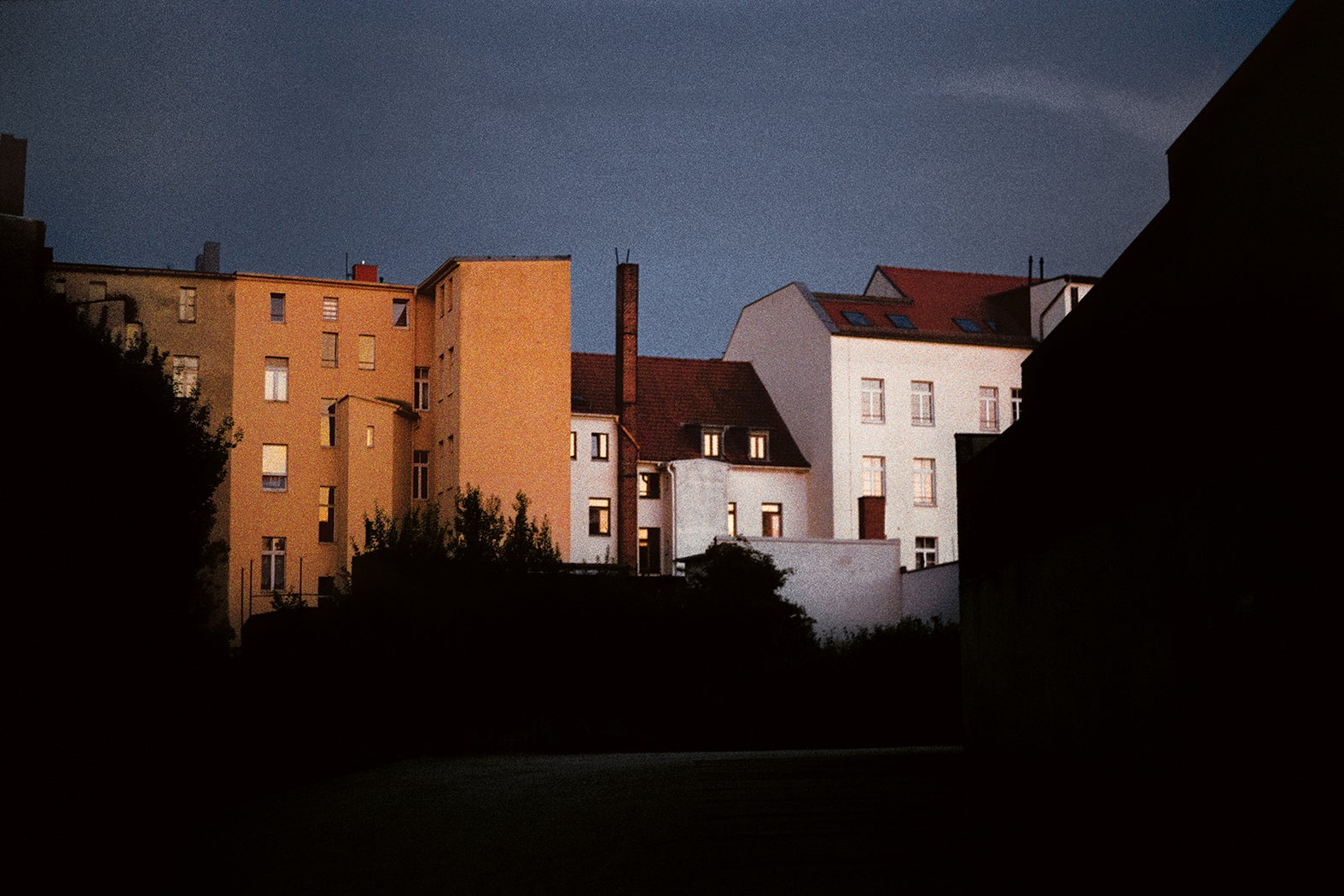 A complex of houses near the train station of the small town of Gorlitz, visibly renovated after the German reunification