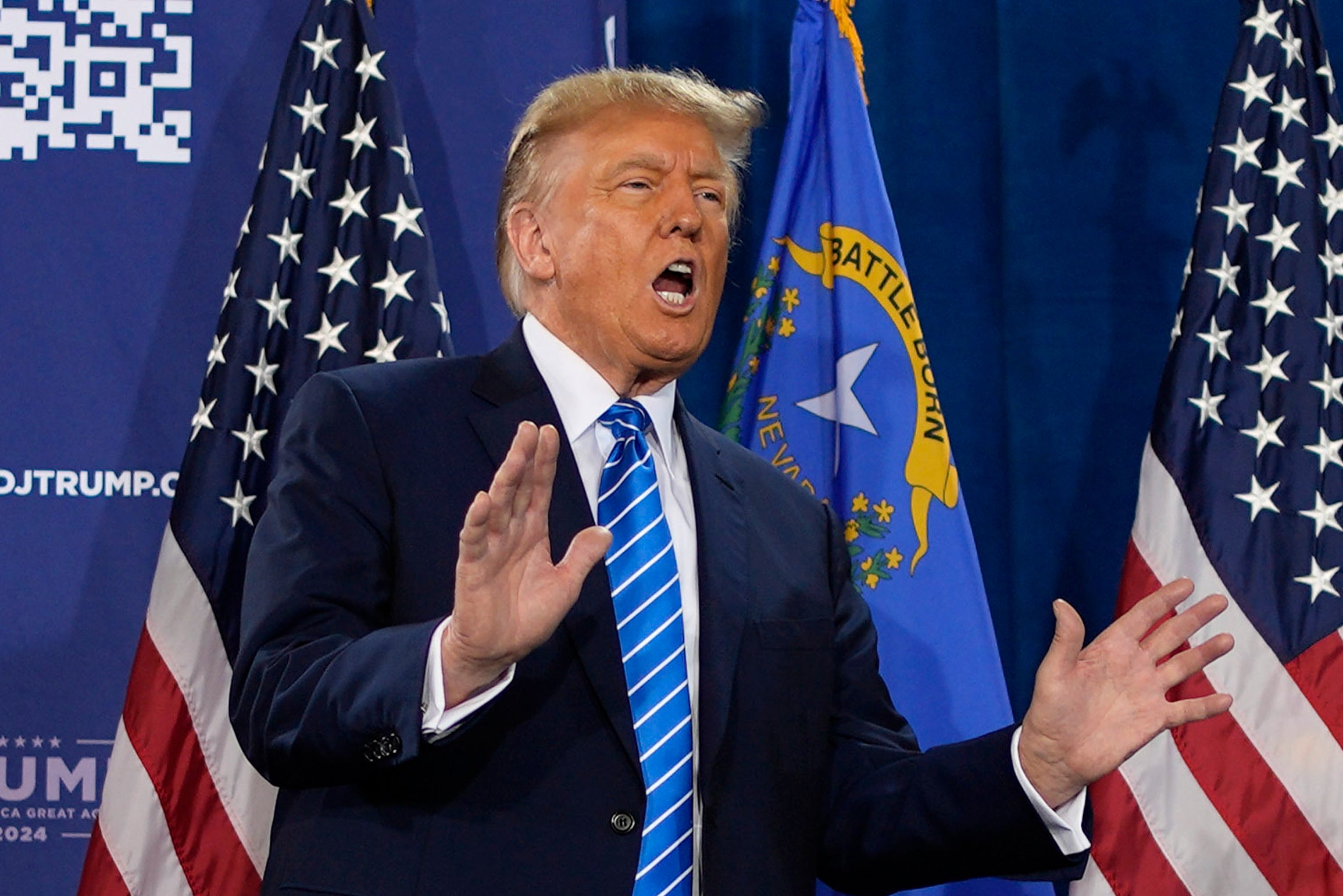 Republican presidential candidate former President Donald Trump speaks at a campaign event Saturday, Jan. 27, 2024, in Las Vegas