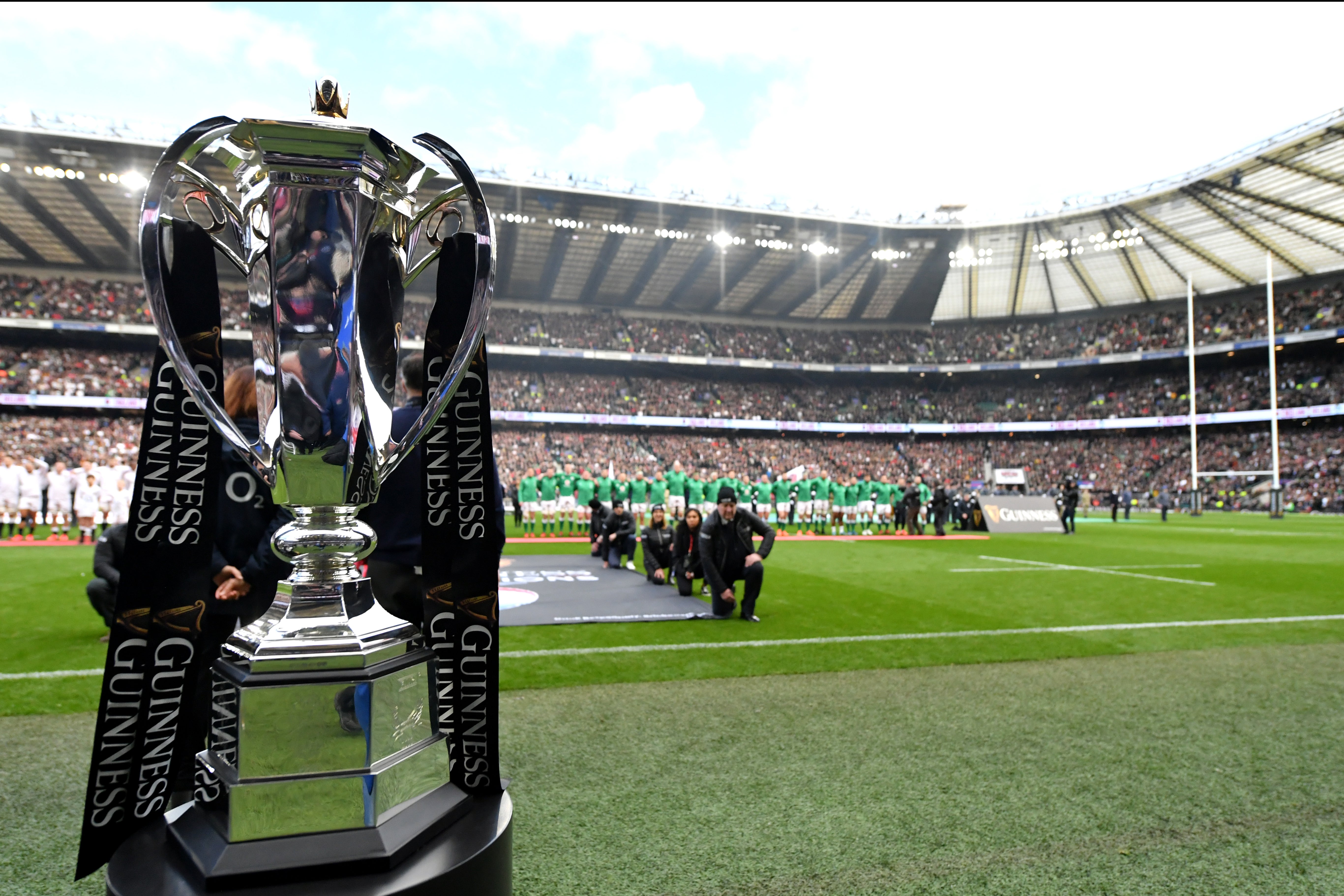 The Six Nations trophy at Twickenham last year