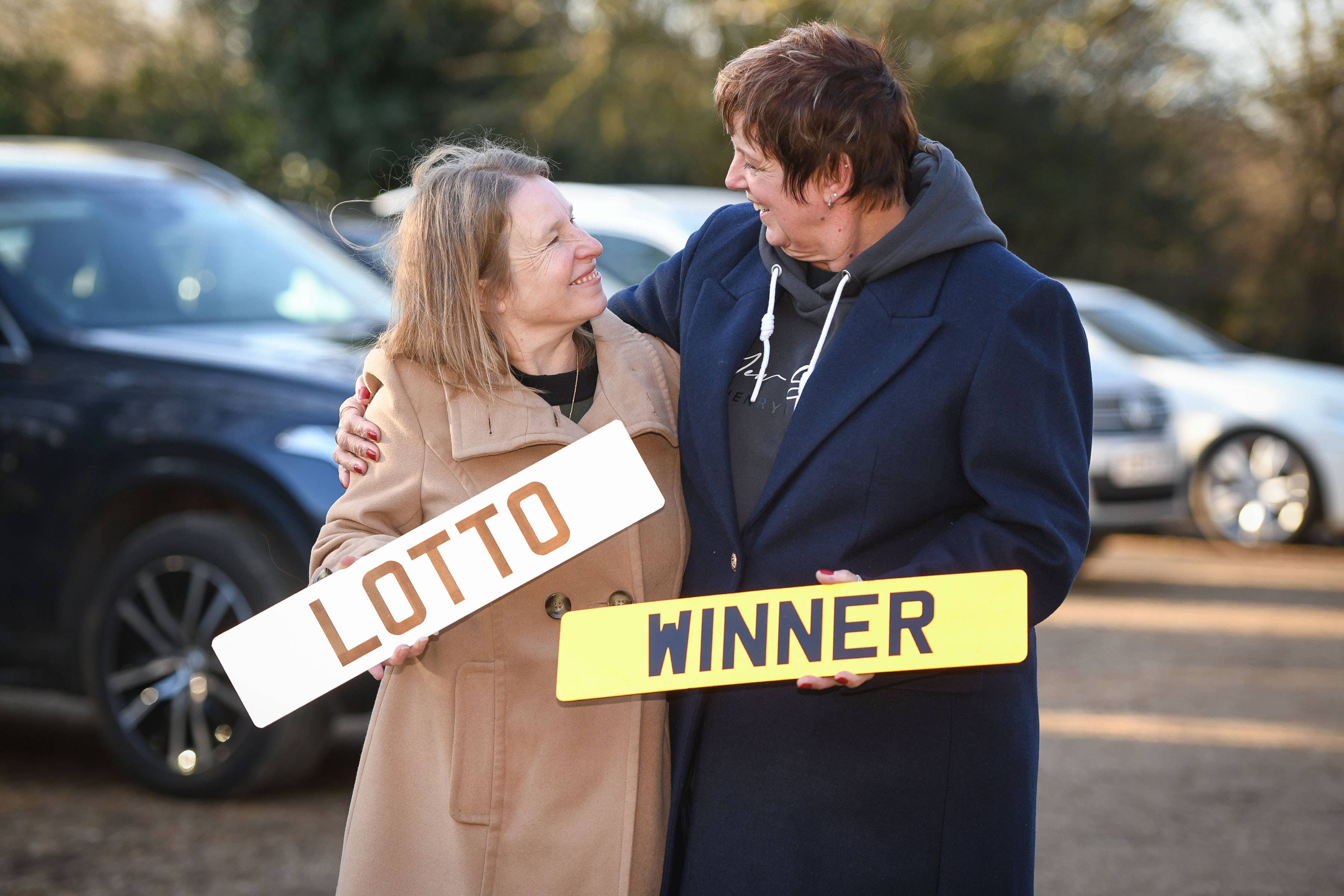 Deborah Burgess sold her car to her best friend Louise Smith for £1 after winning £1 million on the lottery (National Lottery/PA)