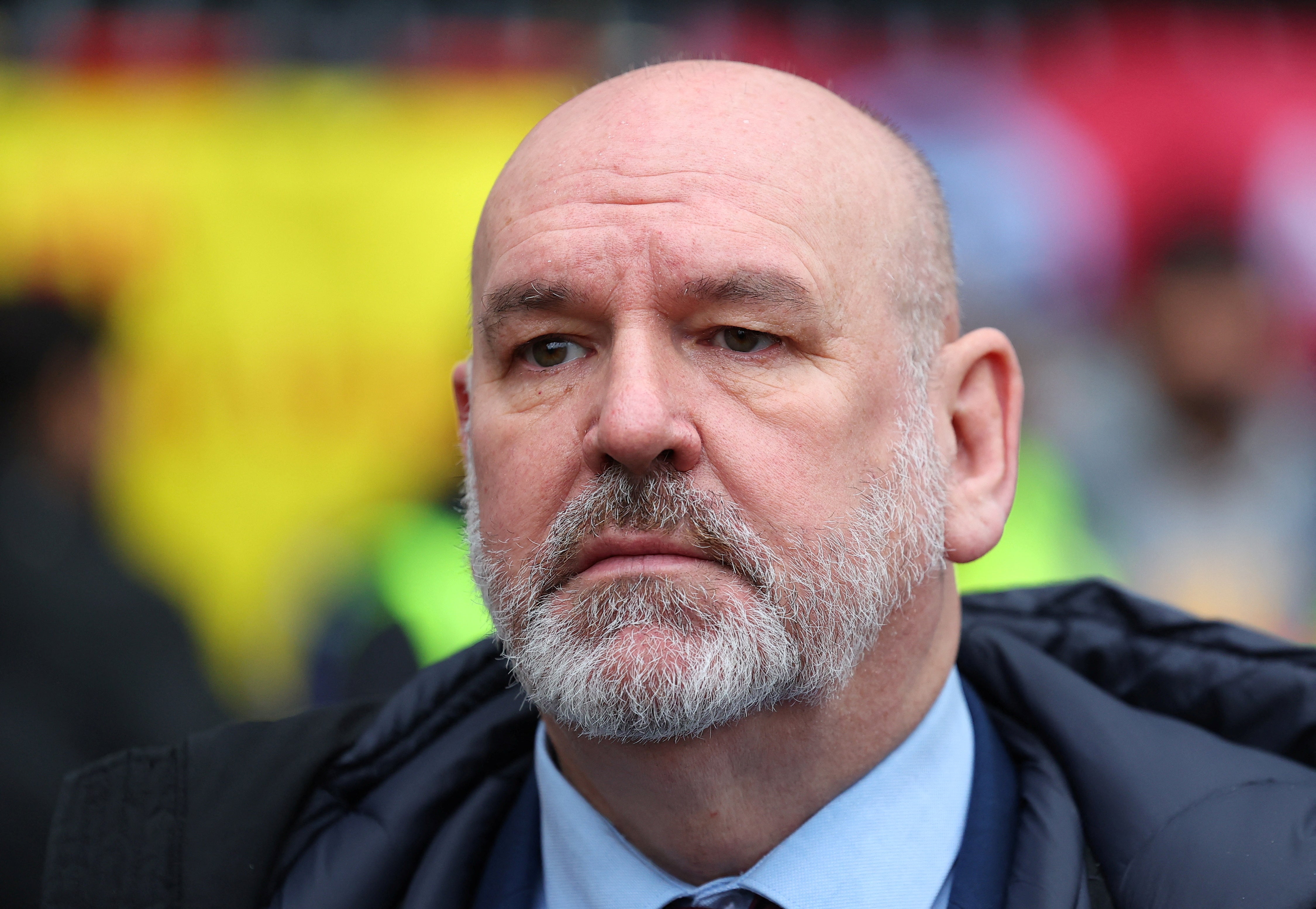 General Secretary of the ASLEF union Mick Whelan conducts media interviews next to a picket line as a fresh wave of rail strikes by train drivers begins, at Waterloo Station in London, Britain, January 30, 2024. REUTERS/Toby Melville