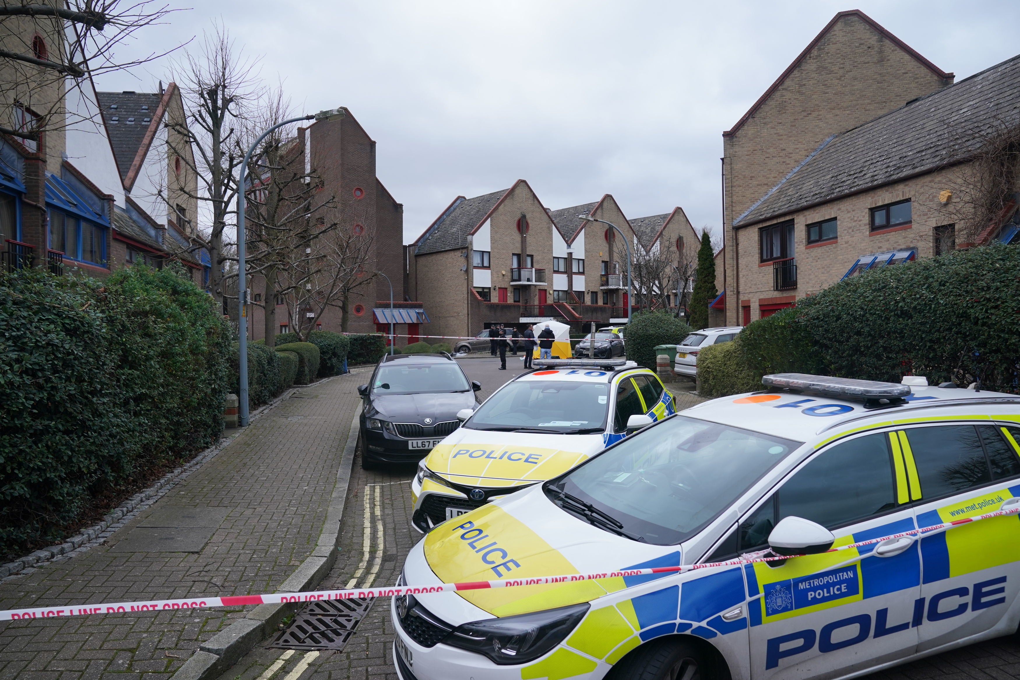 Police officers at the scene near Bywater Place in January