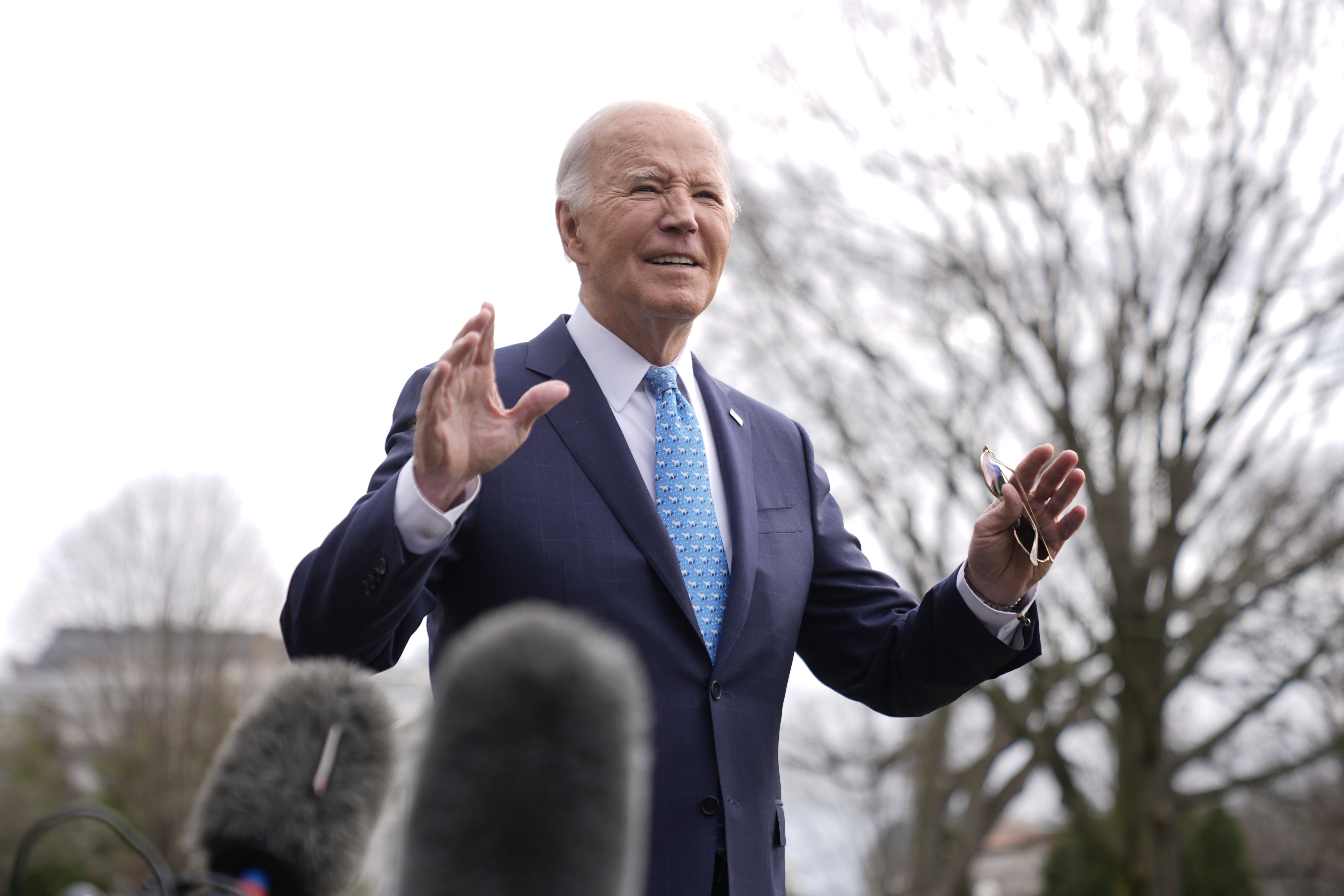 Joe Biden speaks to the media at the White House on Tuesday