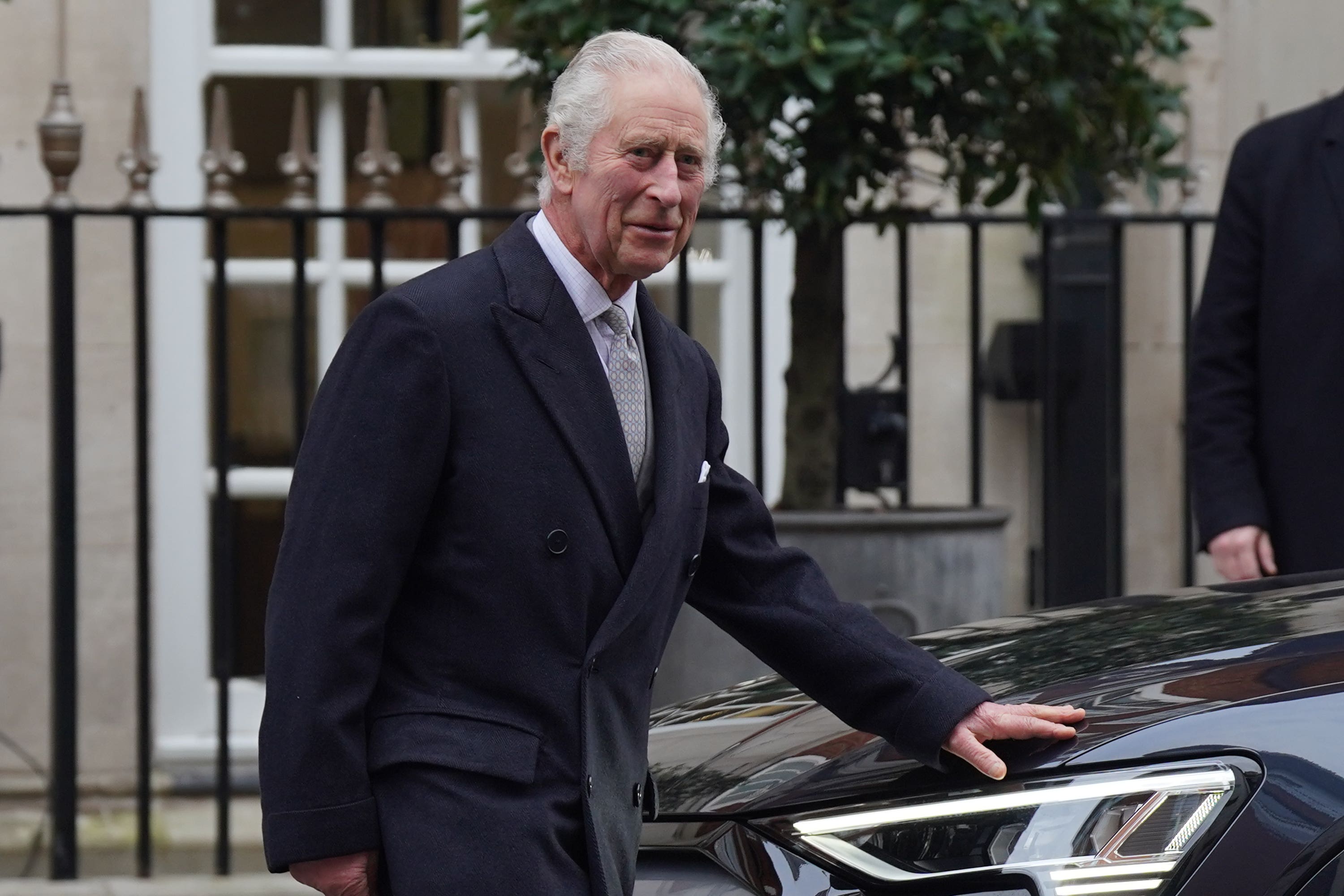 The King leaving hospital on Monday (Victoria Jones/PA)