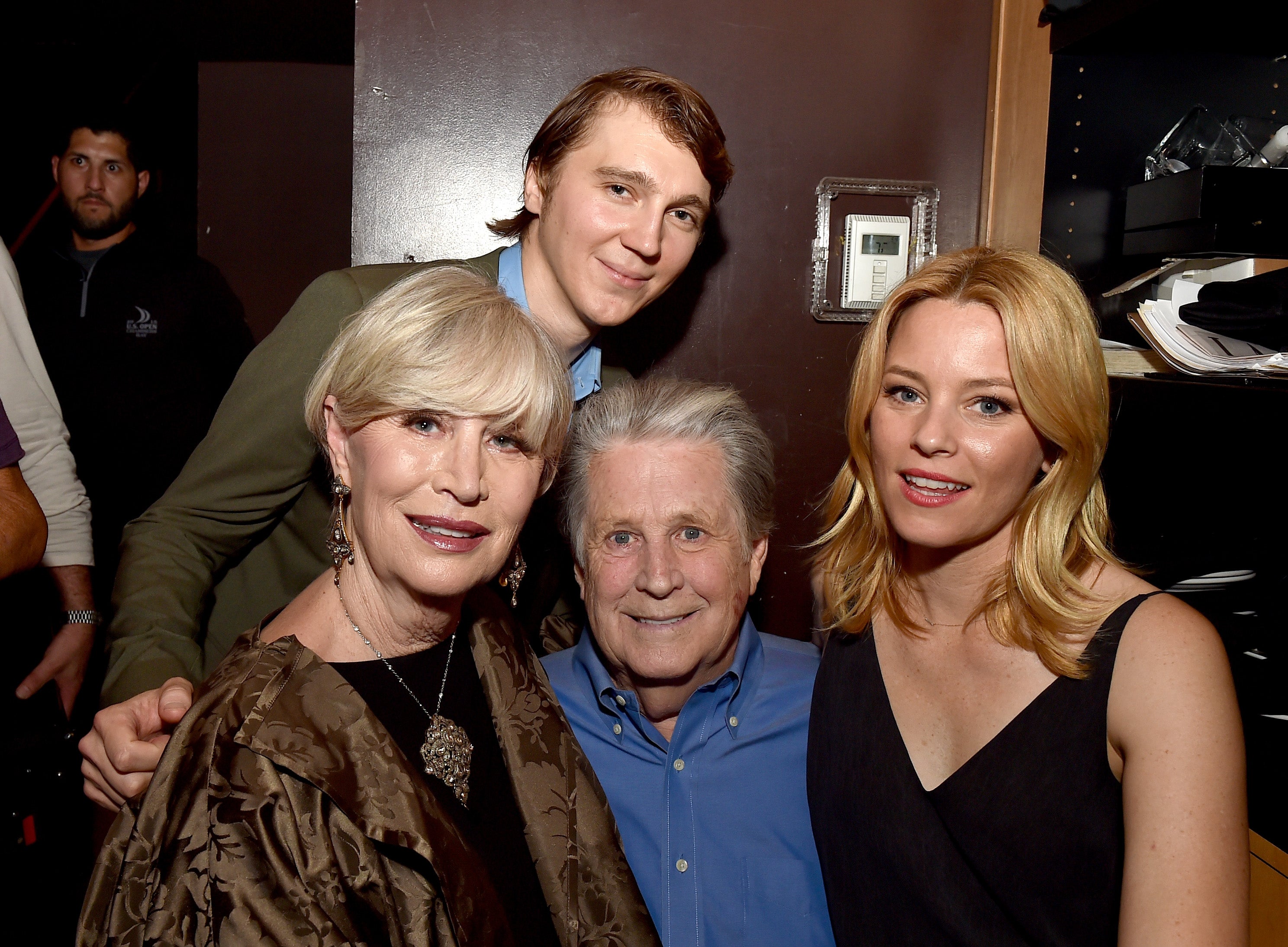 Brian Wilson and Melinda Ledbetter with actors Paul Dano and Elizabeth Banks at a release party for ‘Love and Mercy’ in 2015