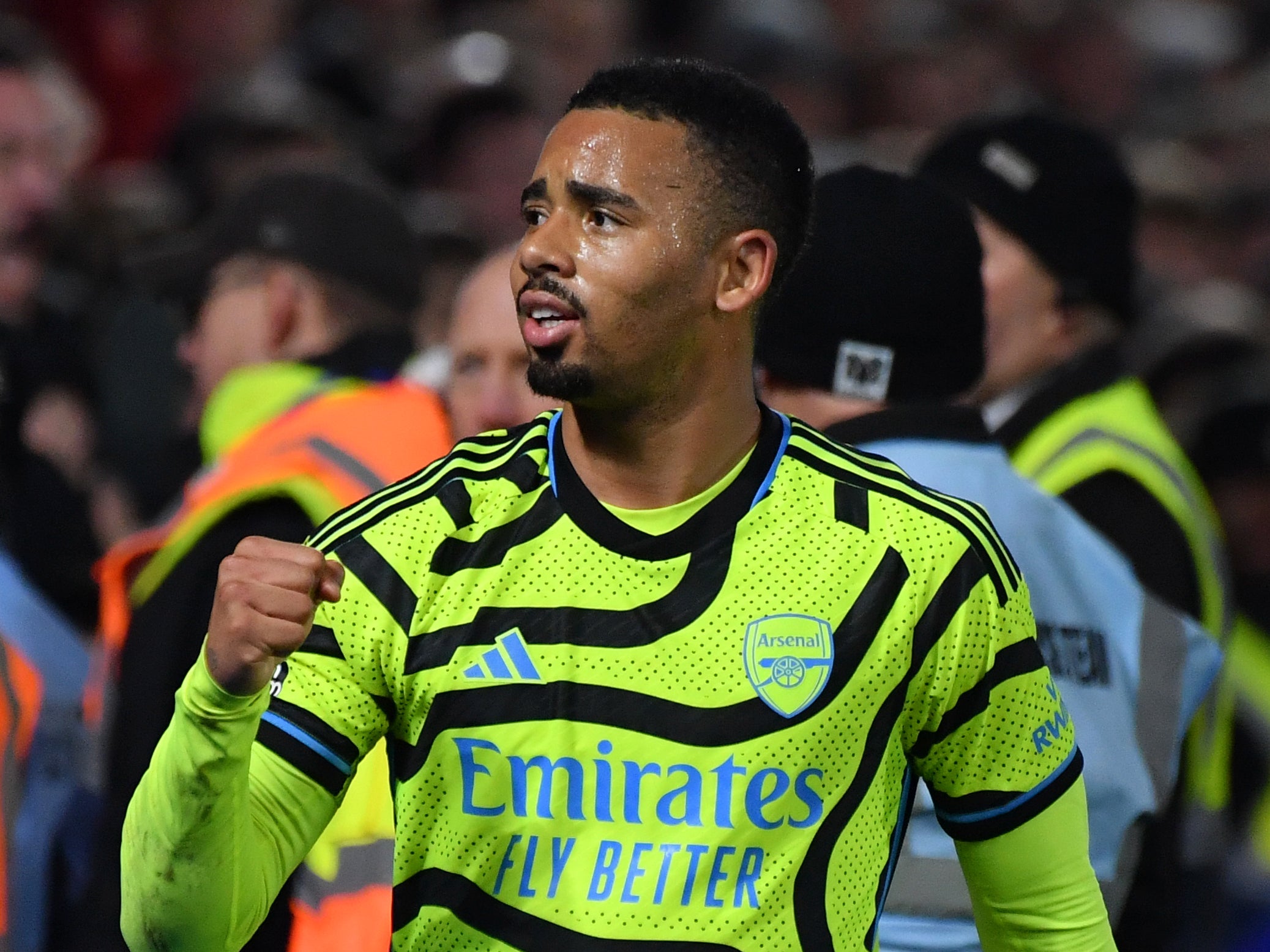 Arsenal's Gabriel Jesus celebrates after scoring