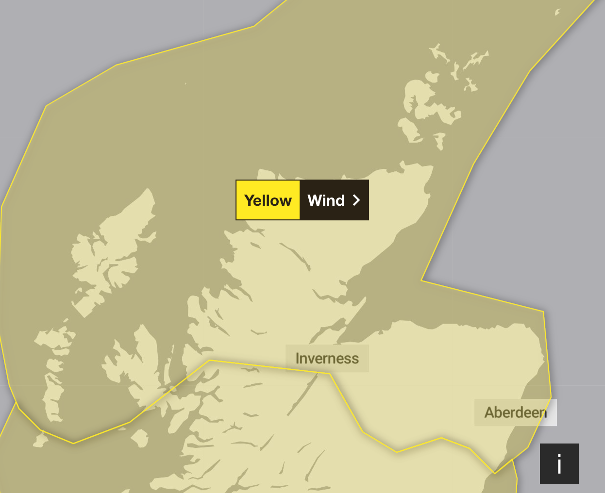 The slightly more severe weather warning in the north will be in force from 5am to 7pm