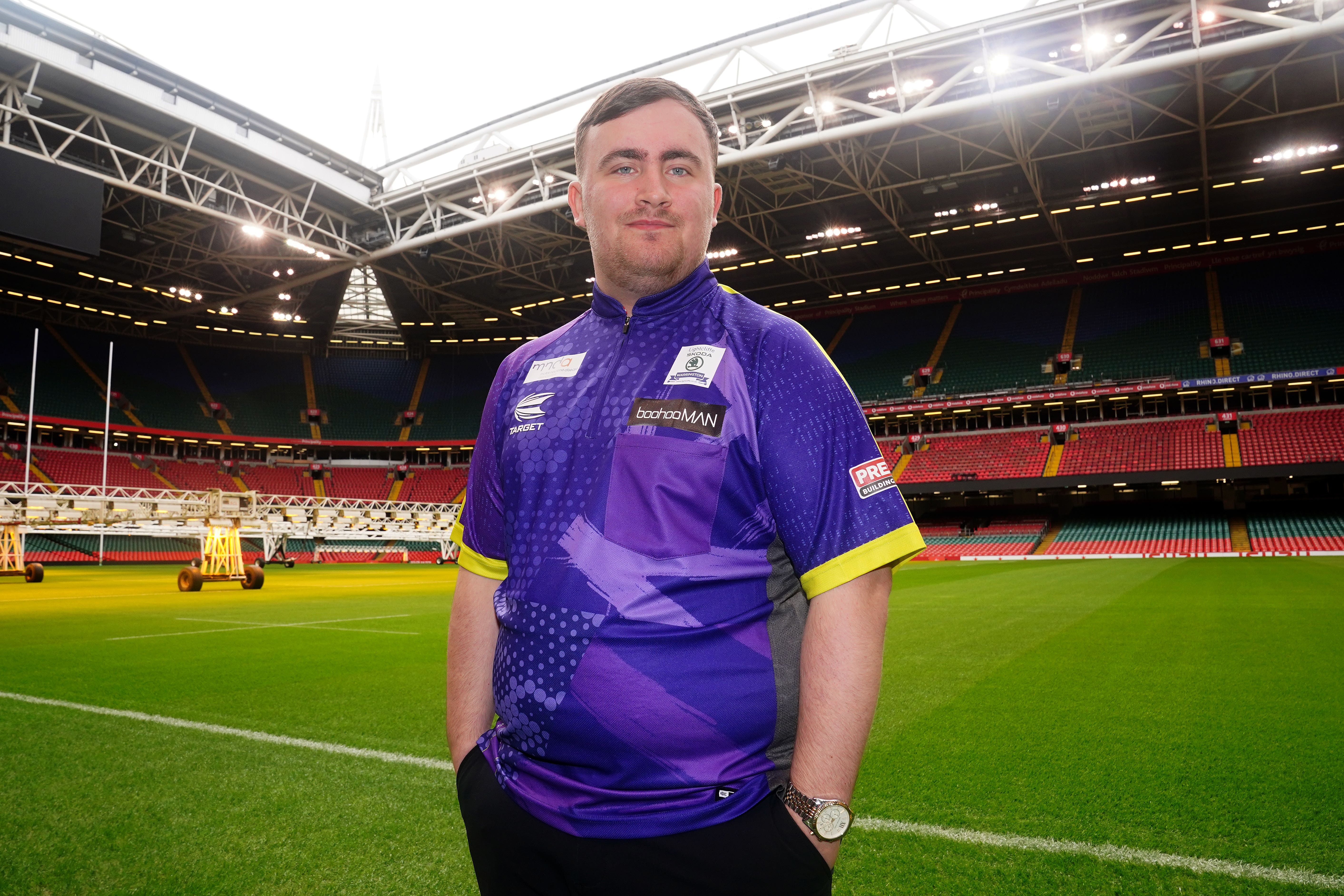 Luke Littler in Cardiff pictured ahead of his Premier League debut (David Davies/PA).