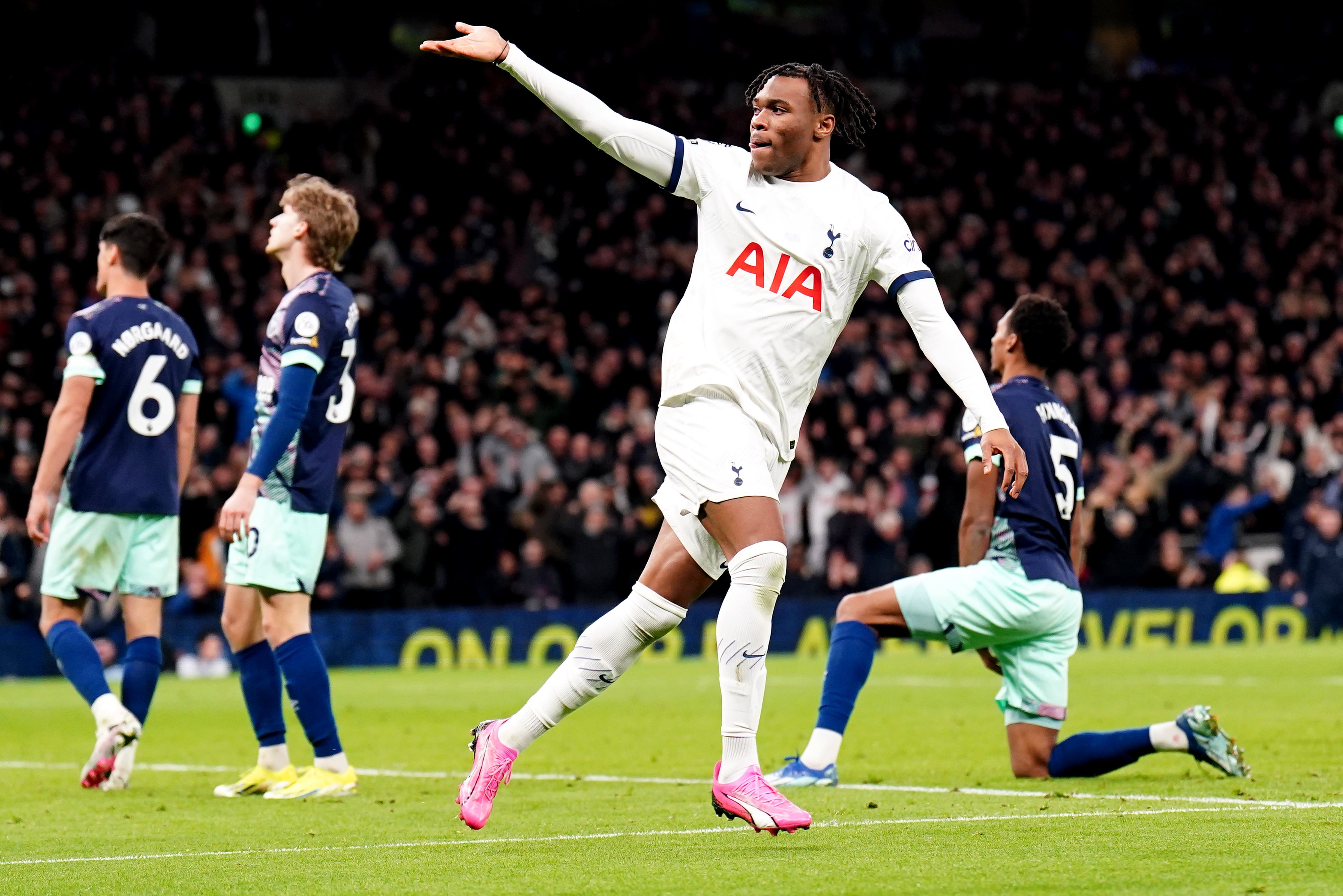 Destiny Udogie scored Tottenham’s opener (Zac Goodwin/PA)