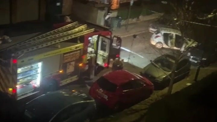 Emergency responders at the scene of the attack in Clapham, south London