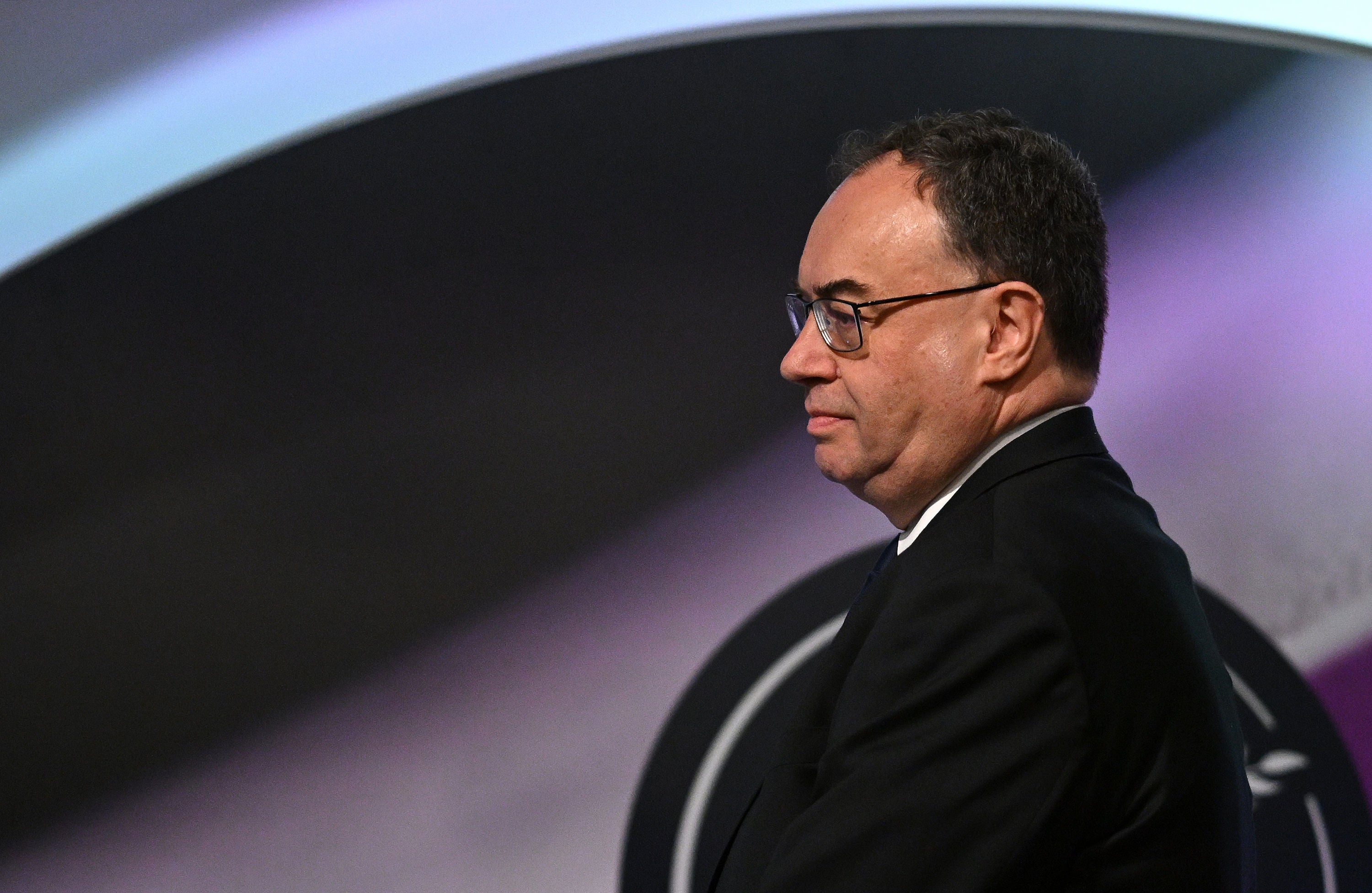 Bank of England governor Andrew Bailey speaks to reporters on Thursday