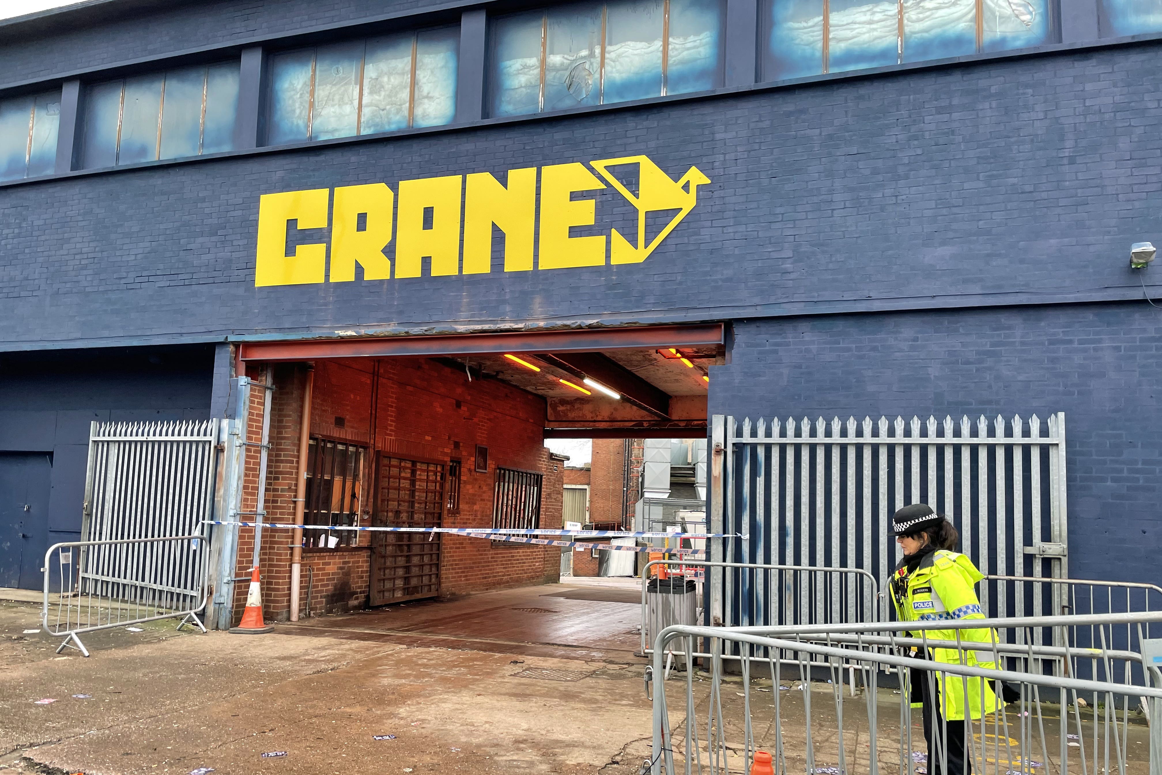 Screenshot taken from PA Video of police outside the Crane nightclub in Digbeth, Birmingham, where a 23-year-old man died after being stabbed on the dancefloor on Boxing Day (Phil Barnett/PA)