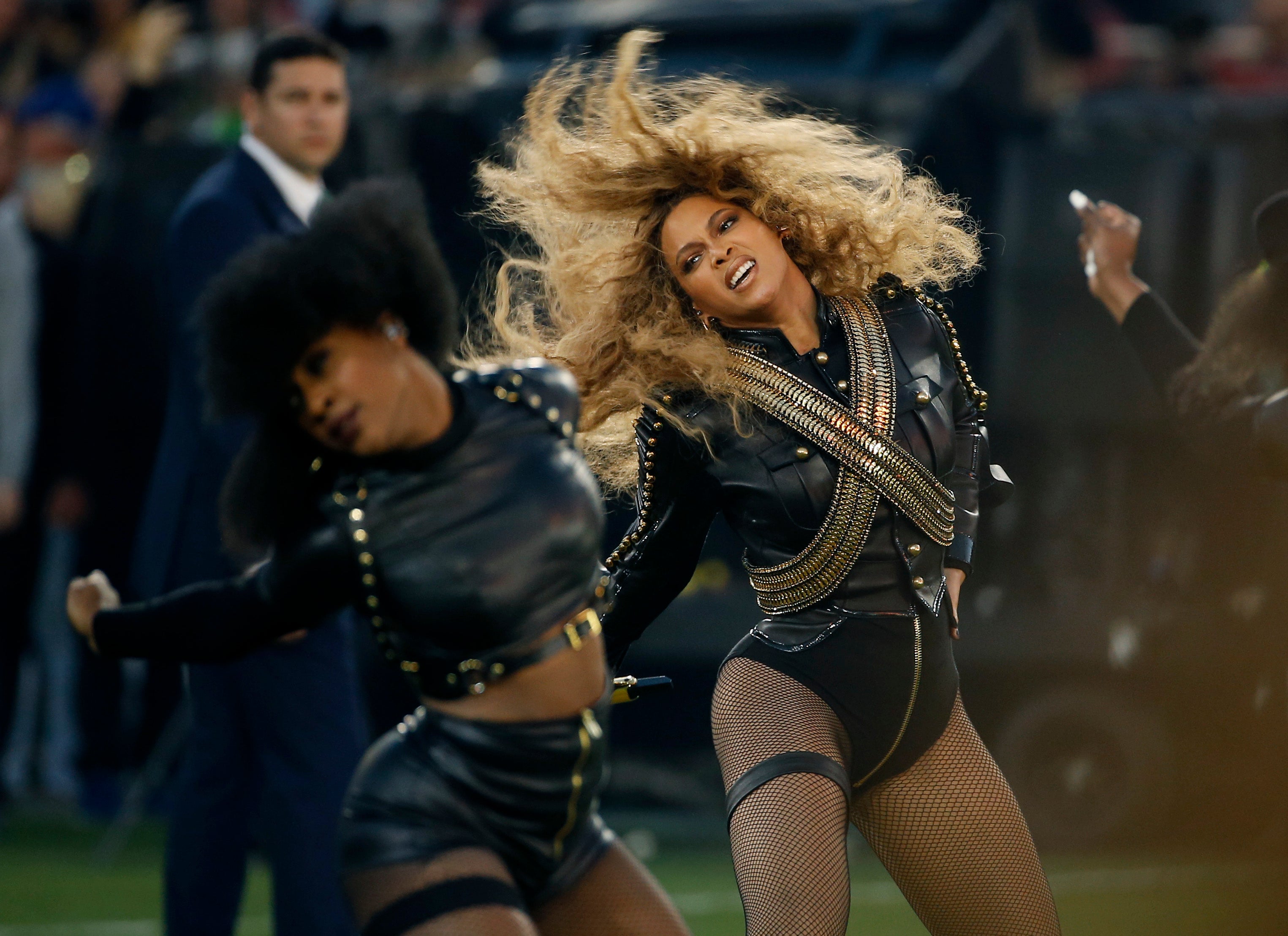 Beyonce performing at the Super Bowl in 2016