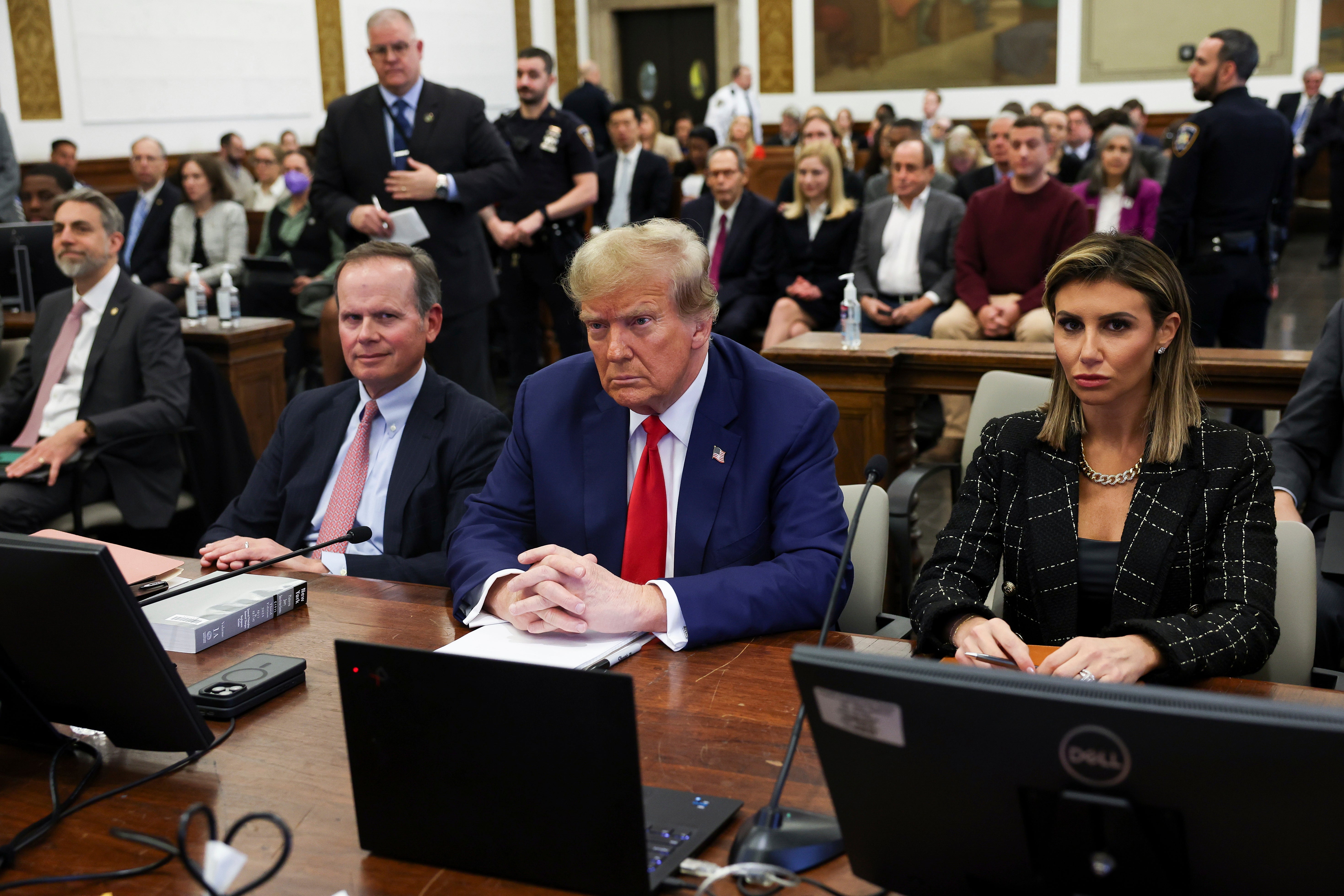 Alina Habba next to Donald Trump in a New York courtroom