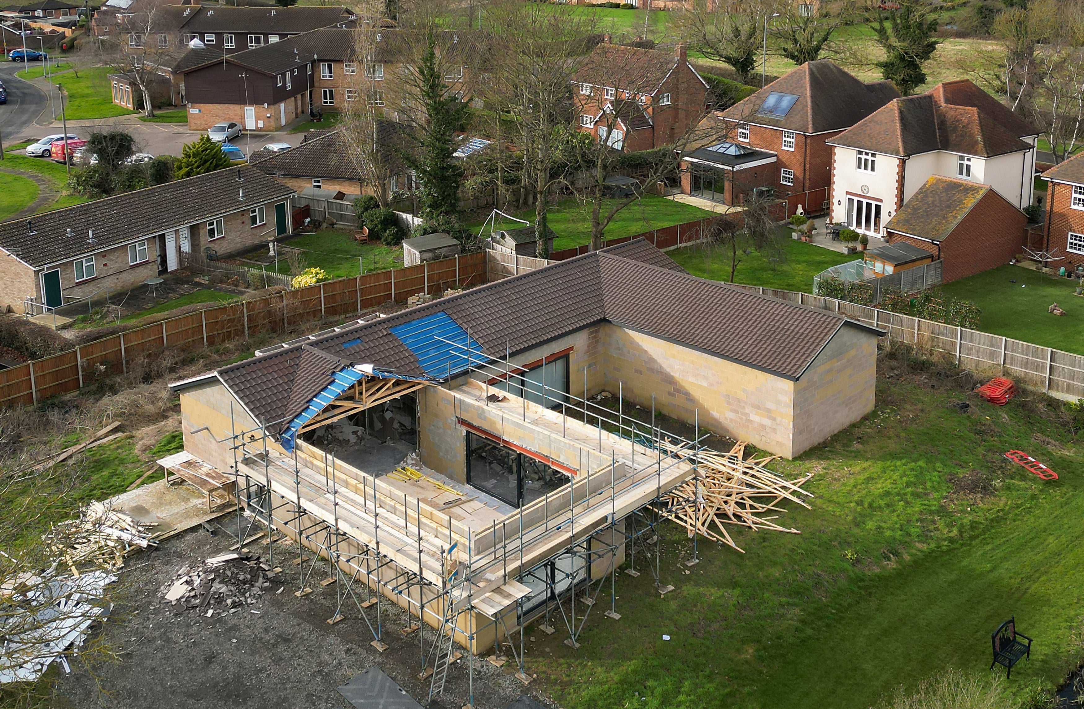 The interior was laid bare